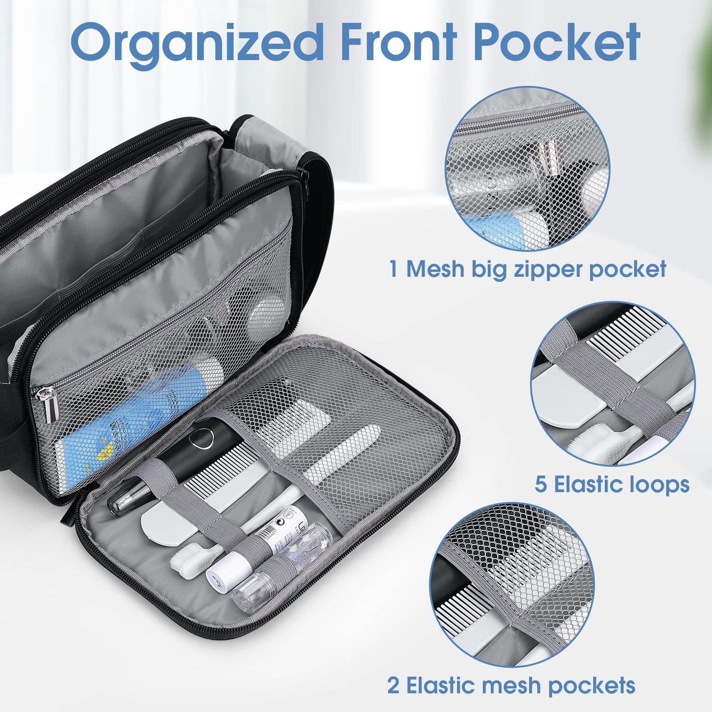 Wedama Toiletry Bag for Men, Handheld Travel Bag, Waterproof Toiletries, Thickened Polyester Dopp Kit, Toiletries Business Trips and Camping, Black