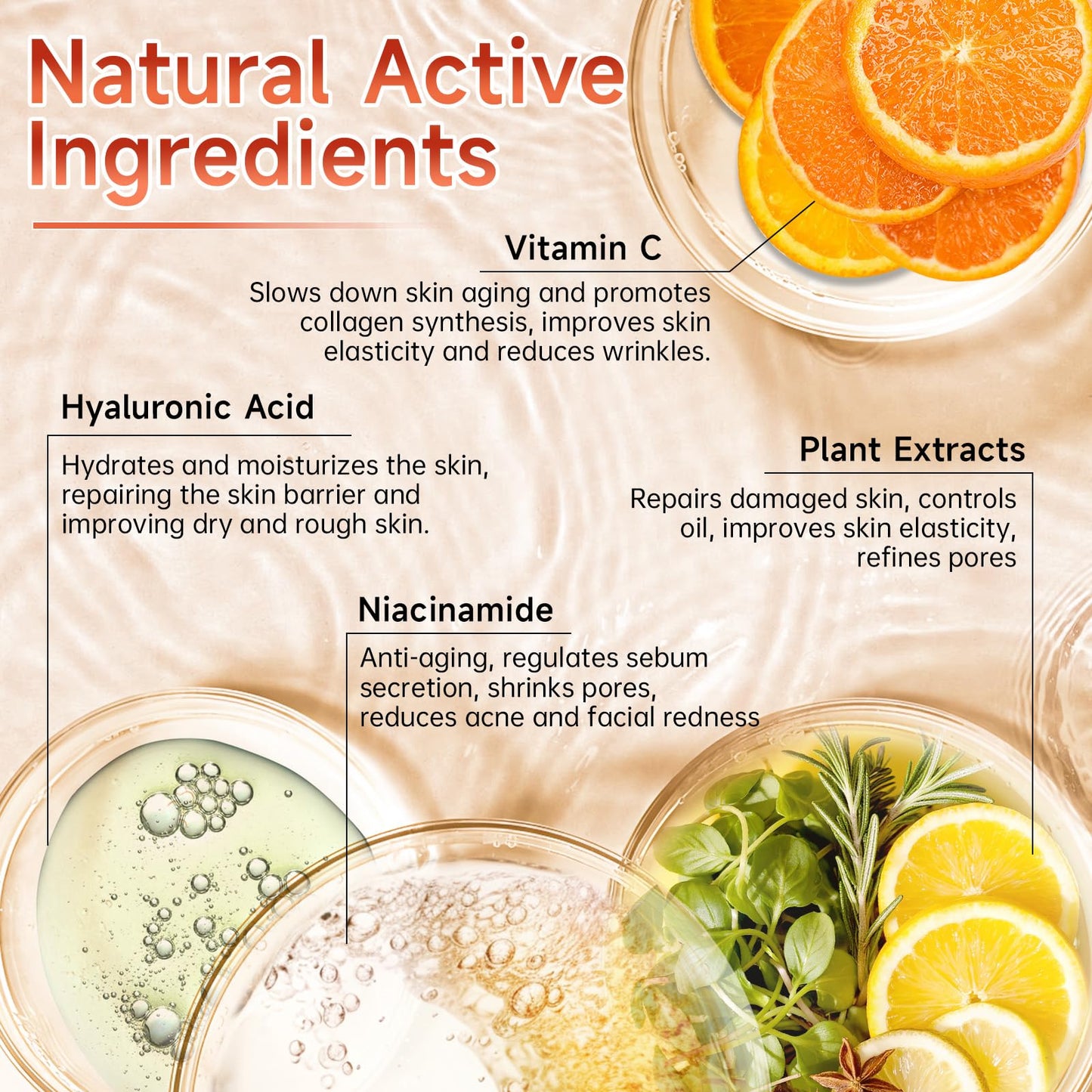 Vitamin C Face Serum, Hyaluronic Acid + Niacinamide + Ascorbic Acid, Anti Aging Facial Serum Ampoules for Wrinkles, Firmness & Moisturizing, Organic Vitamin C for Face with Three Boxes of 21 Ampoules