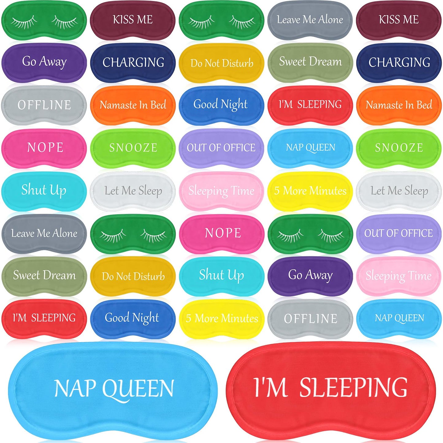 Eurzom 40 Pcs Funny Sleep Eye Mask Soft Night Sleep Mask Bulk for Sleeping Blackout Blindfolds with Adjustable Strap for Women Men Kids Travel Nap Meditation Party Gifts Favors(Colorful)
