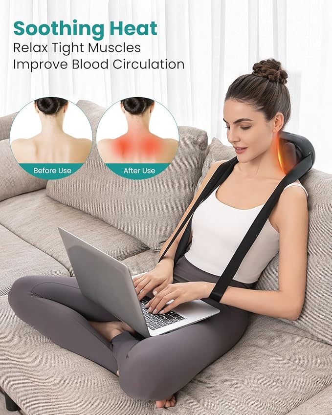 Nekteck Cordless Neck Massager, Shiatsu Neck and Back Massager with Heat, FSA Eligible Gift, Deep Tissue 6D Kneading Massage Pillow for Neck Shoulder Pain Relief, Ideal Christmas Gifts for Men Women