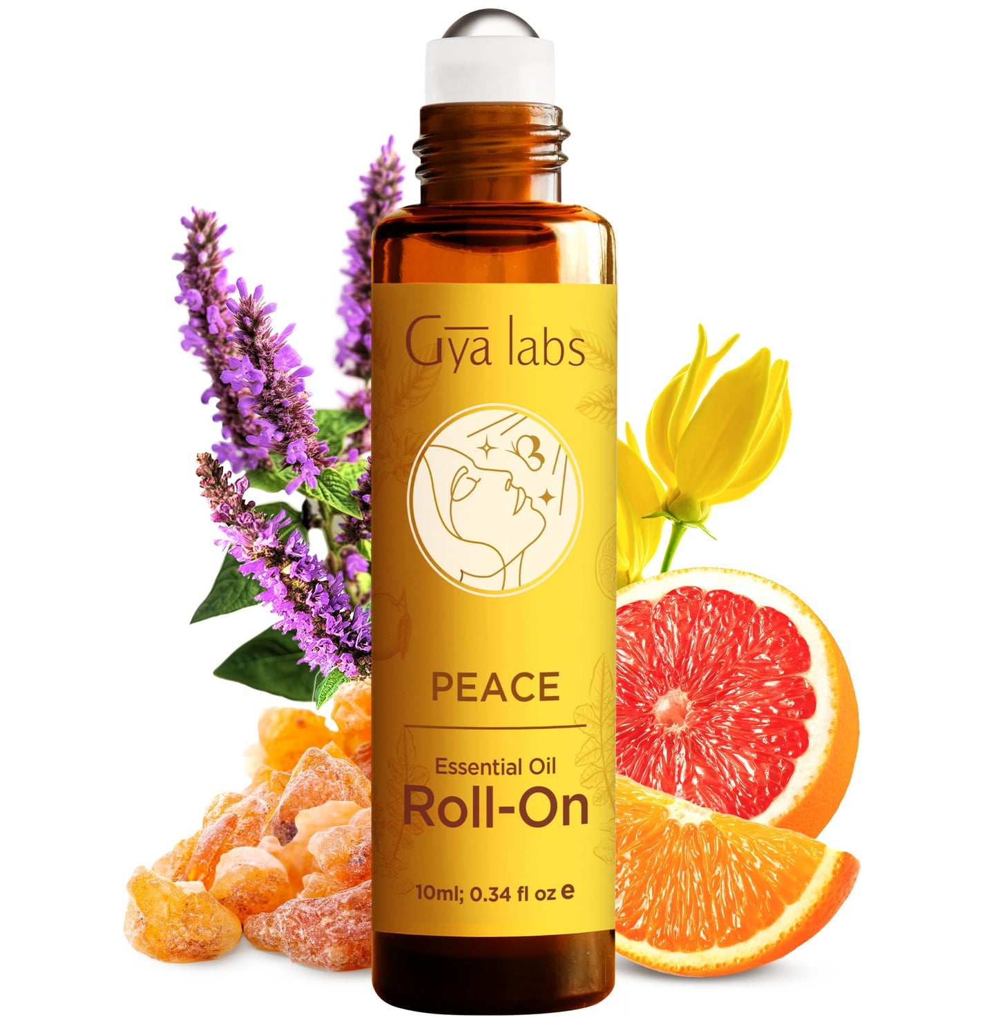 Gya Labs Peace Essential Oil Roll on - 100% Pure Natural Calming Oil for Fatigue, Blend with Patchouli, Frankincense, Aromatherapy Relaxation Gifts for Women and Men, Travel Size (0.34 Fl Oz)