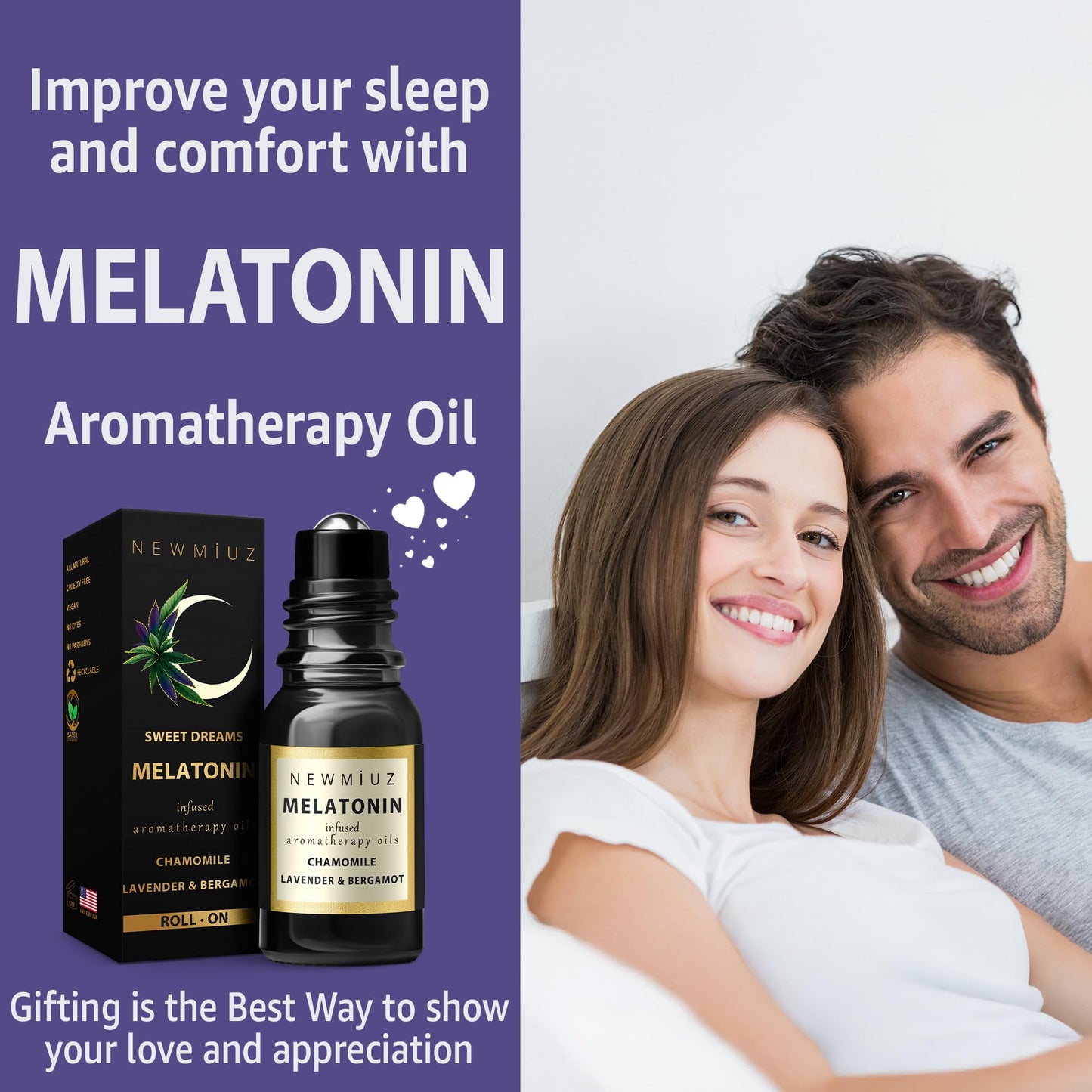 Melatonin Deep Sleep Essential Oil Roll On Calming Aromatherapy Stick Lavender Bergamot Frankincense Chamomile Relaxation Anti Stress Gifts Women Men