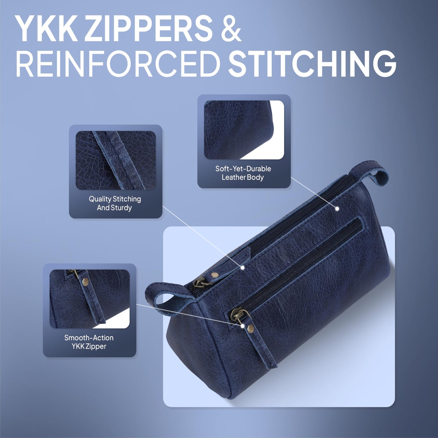 TheAntiq Leather Cosmetic Bags For Men and Women Travel Set HandCrafted Leather Makeup Bag, Small Toiletry Bag, Makeup Essentials Organiser Mini Cosmetic Pouch For Purse Dopp Kit