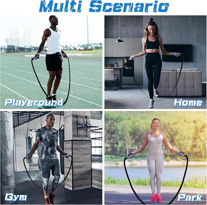 Jump Rope, 3.75 LB/2.65 LB Weighted Jump Rope for Fitness, Heavy Skipping Rope for Home Gym Workout, Weight Loss, Strength Training, Total Body Exercise Equipment