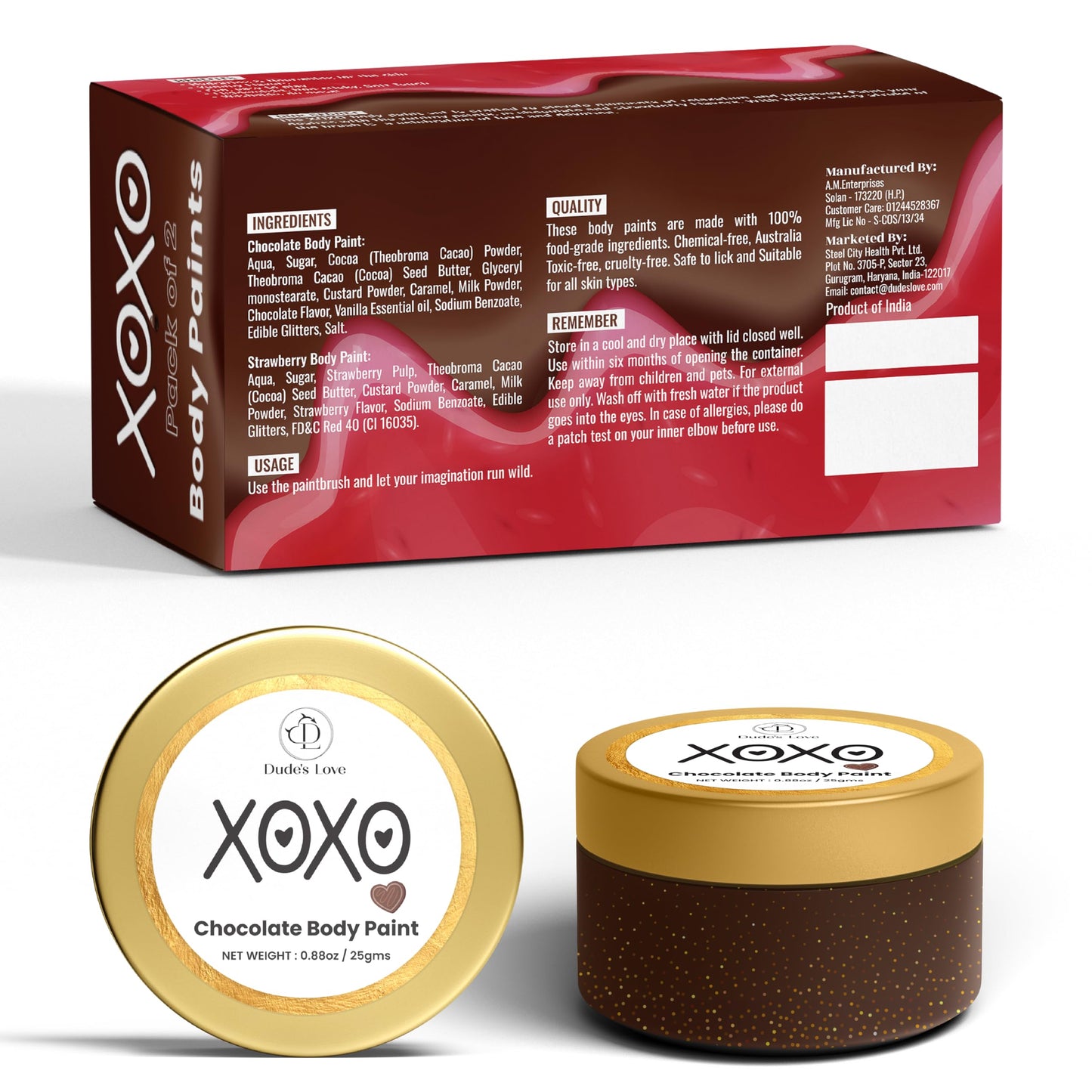 Edible Flavored Body Paints Set for Couples – Honeymoon Gifts Set | Stawberry & Chocolate | Pack of 2 – Enhance Fun & Intimacy with Skin-Friendly, Mess-Free | Easy-to-Clean – (0.88oz x 2 )1.76 Oz