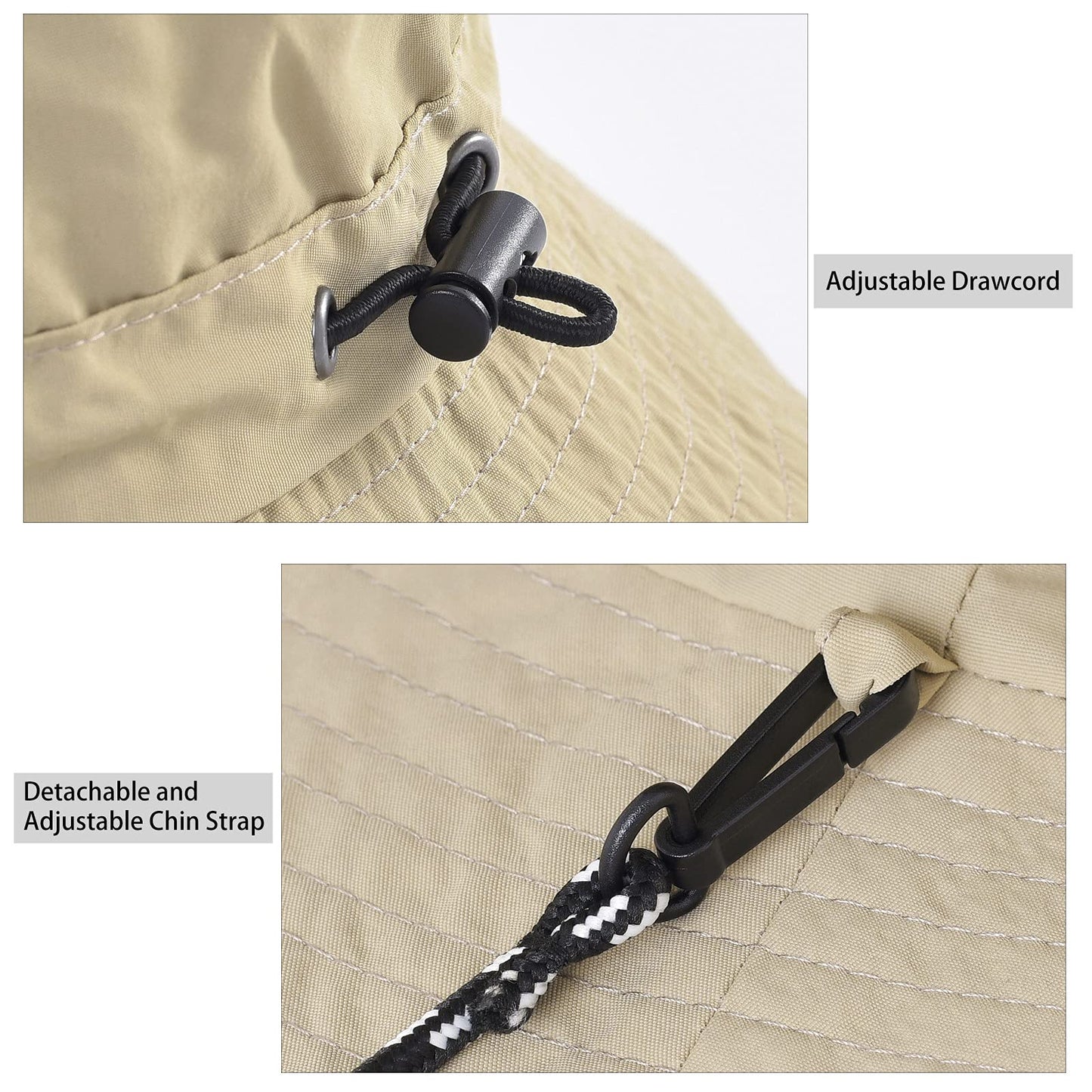 FEICUI Men Women Outdoor Bucket Hat Quick Dry Packable UV Protection Boonie Sun Hat (Khaki)