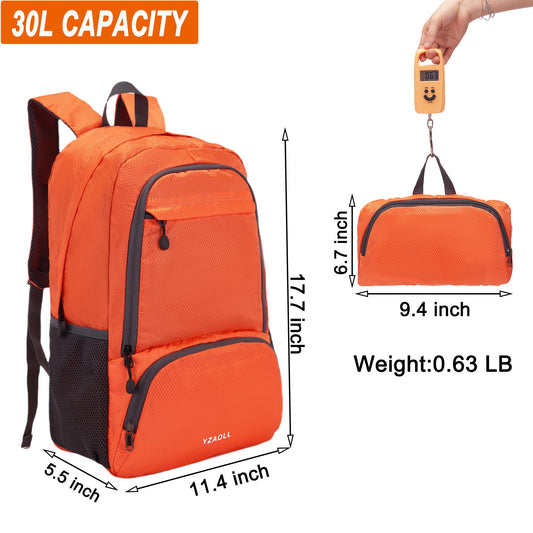 YZAOLL 30L Lightweight Packable Travel Hiking Backpack Daypack Foldable Backpack Water Resistant Daypack for Women Men