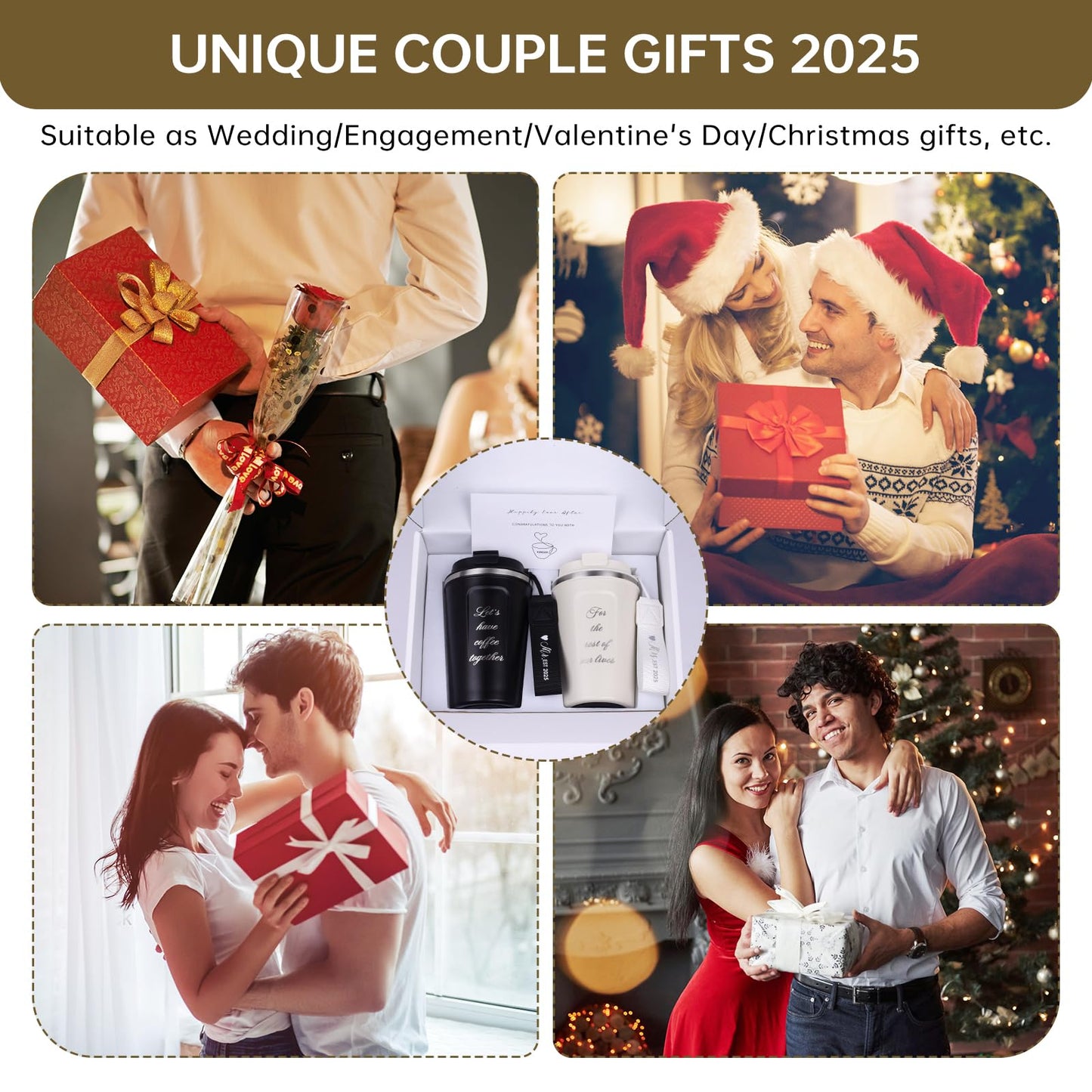 Tonoler Mr and Mrs Gifts 2025, Stainless Steel Insulated Coffee Mug for Couples, Wedding/Engagement/Bridal Shower Gifts for Newlywed, Bride and Groom - 12 Oz