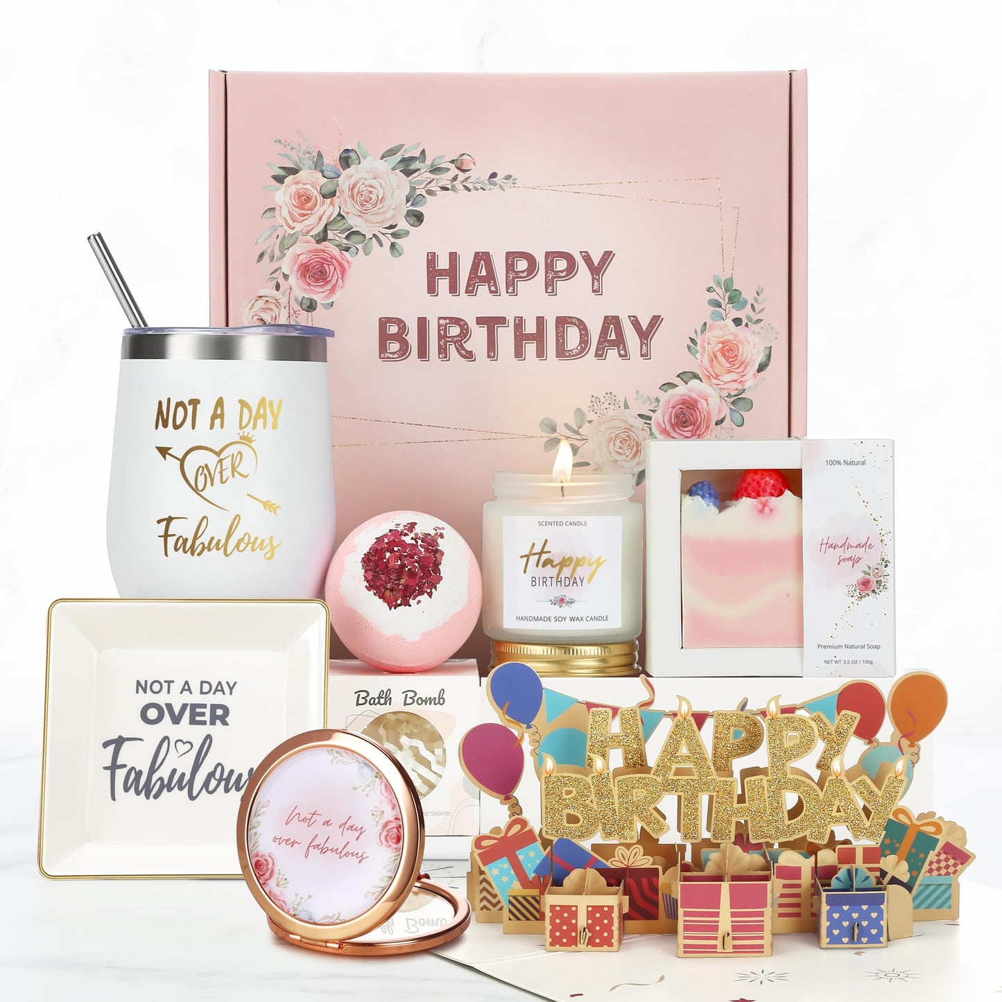 Happy Birthday Gifts for Women Who Have Everything, Birthday Baskets Kit Set for Women, Birthday Gifts Ideas for Her, Mom, Mother, Sister, Female Best Friends, Coworkers, Daughter, Unique Gifts Boxes