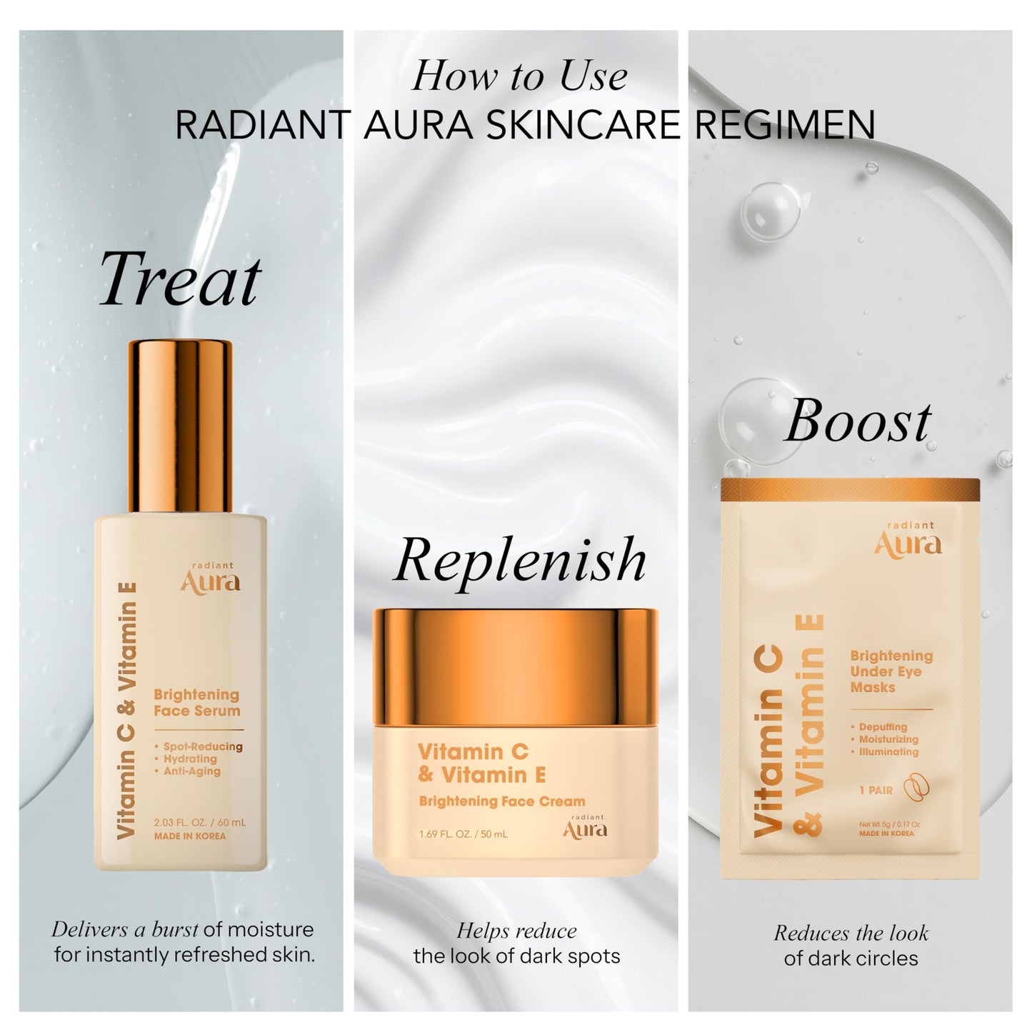 Radiant Aura Vitamin C & E Face Cream - Anti-Aging Moisturizer for Deep Hydration - Premium Daily Formula for Dry Skin, Wrinkle Care & Skin Barrier - Pack of 2-1.67 oz / 50ml