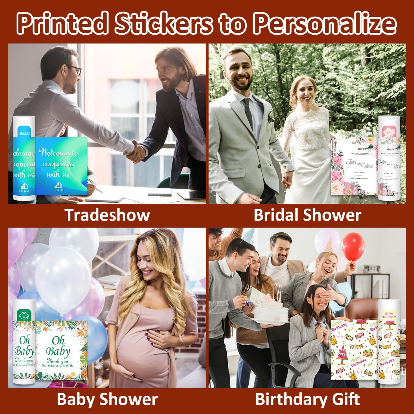 VISRIE 120 Pack Lip Balm Unlabeled, Natural Lip Balm Bulk Blank Tube, Personalized Lip Balms for Party Favors Adults and Bridal Shower Favors or Baby Shower Gifts-5 Flavors