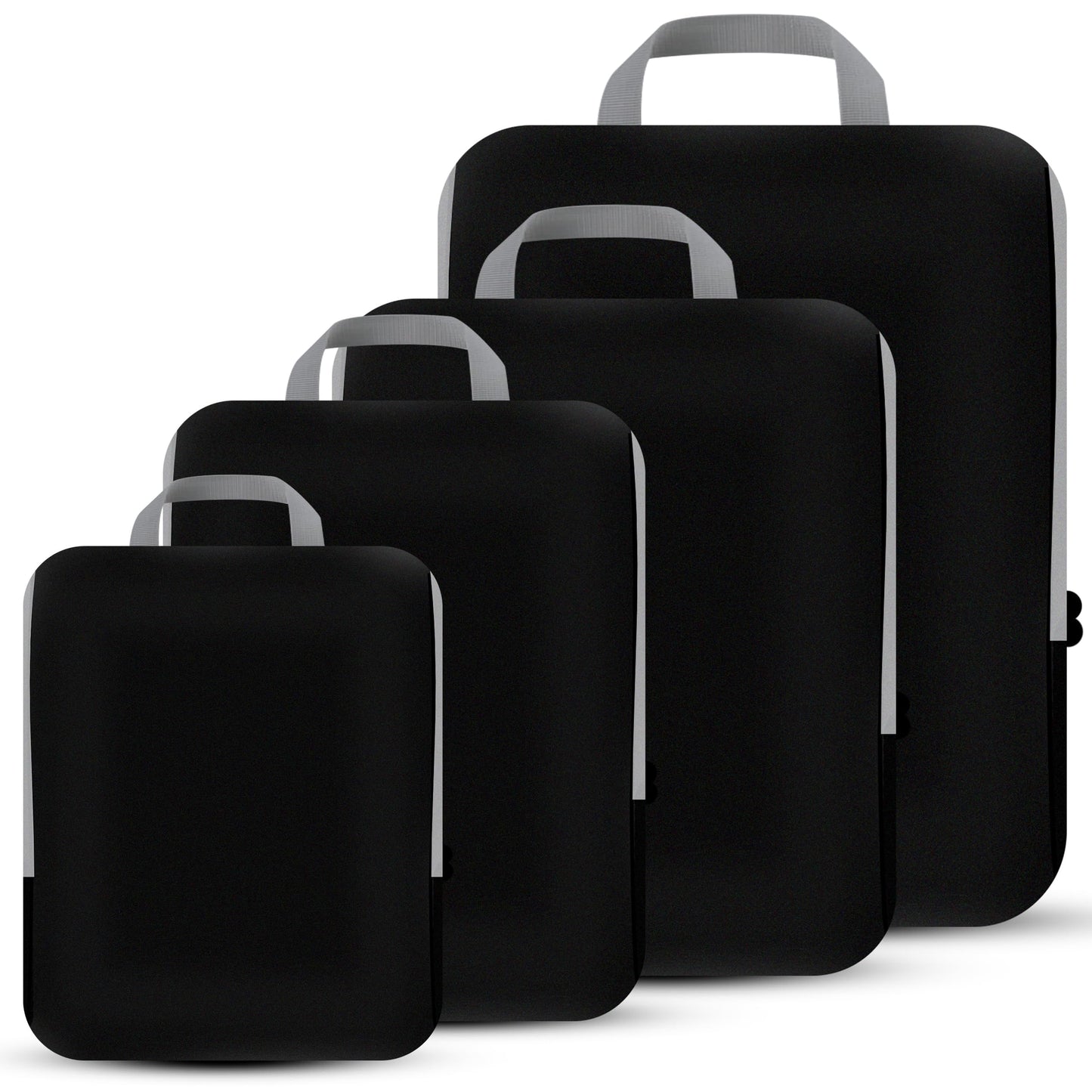 PANDA JOYS 4 Set Compression Packing Cubes Travel - Travel Accessories Expandable Packing Organizers for Carry On - Essentials Luggage Bags - Black