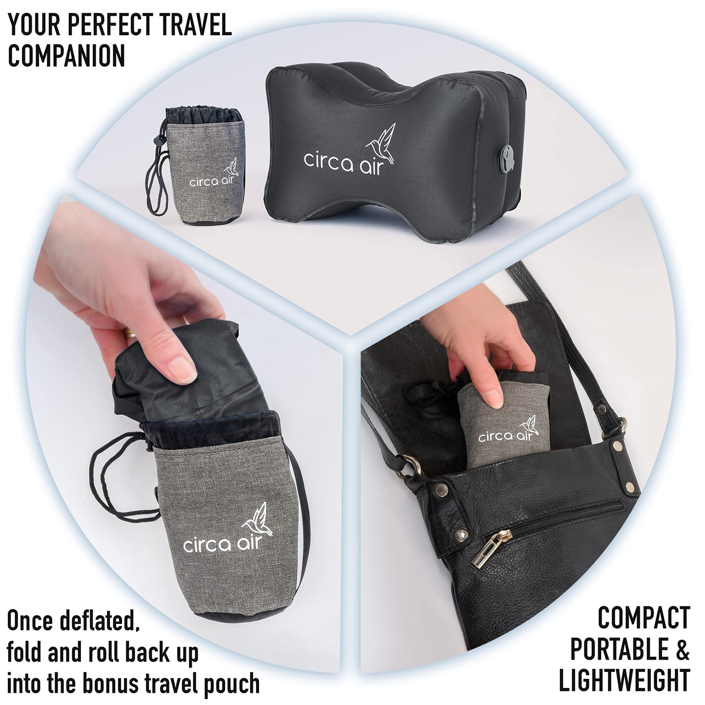 Circa Air Inflatable Knee Pillow for Side Sleepers, Travel Knee Pillow Between Legs for Sleeping, Orthopedic Sciatica Pain Relief Pillow, Leg Pillow for Hip Joints and Thigh Sleep Support