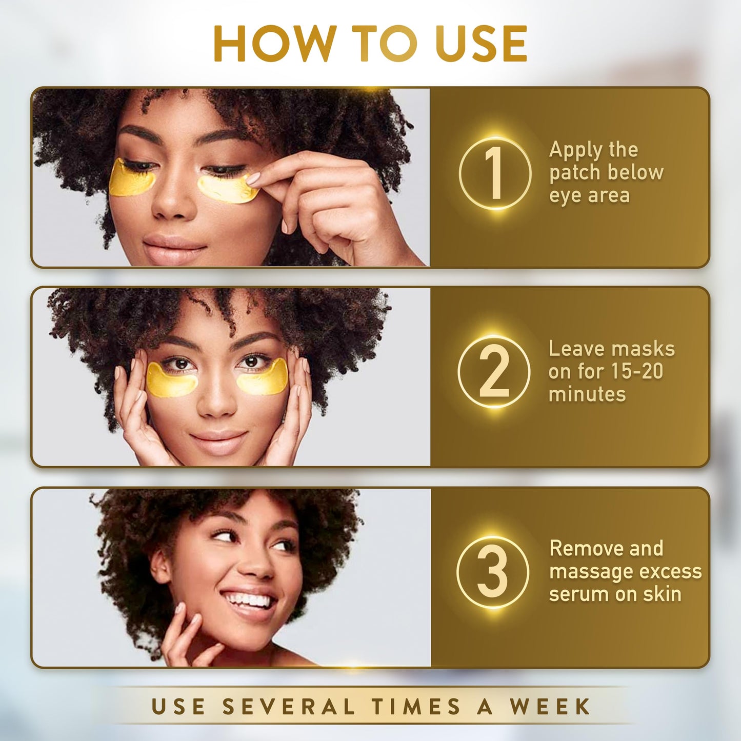 PatchRx Gold Under Eye Patches (144 Patches) for Puffy Eyes and Dark Circles with Pure Collagen, 24K Eye Gel Pad Masks for Reducing Eye Bags, Puffy Dark Circles, Wrinkles, and Fine Lines