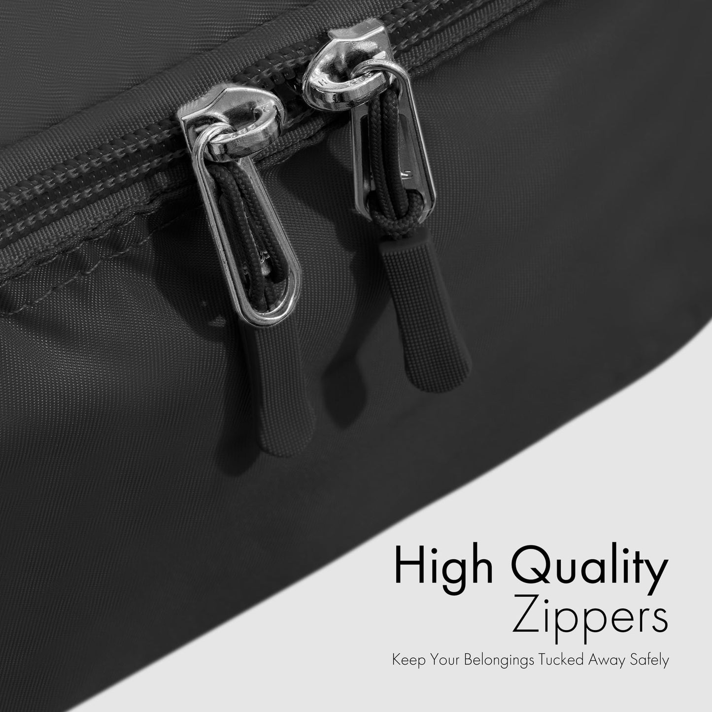 (Not Made In China) 8 Set Packing Cubes For Travel, Luggage and Suitcase Organizer Bags, Lightweight and Waterproof Nylon (Black)