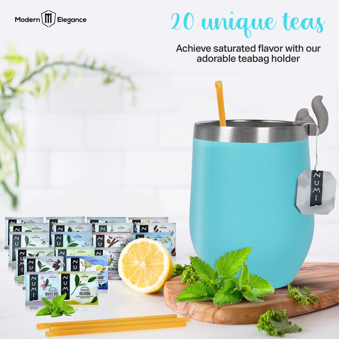 Organic Gift Set with Portable Kettle - 36 Piece Gift for Tea Lovers - Includes Insulated Mug, Assorted Organic Teas, Honey Sticks & Accessories - Ultimate Brewing Experience