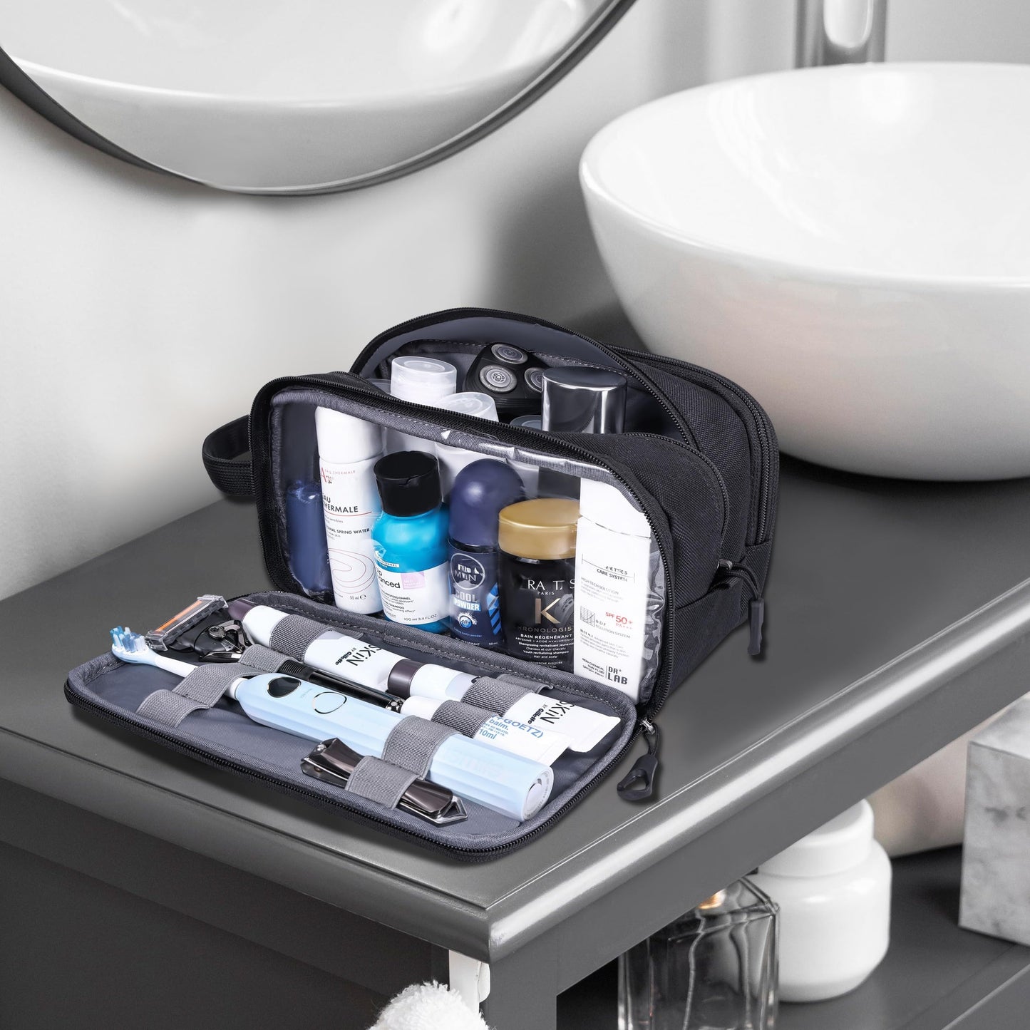 HILOMON Hygiene Bag Tactical Inspired Mens Toiletry Shower Shave Kit Grooming Bag for Travel YKK Zippers Water-resistant Fabric Military Molle