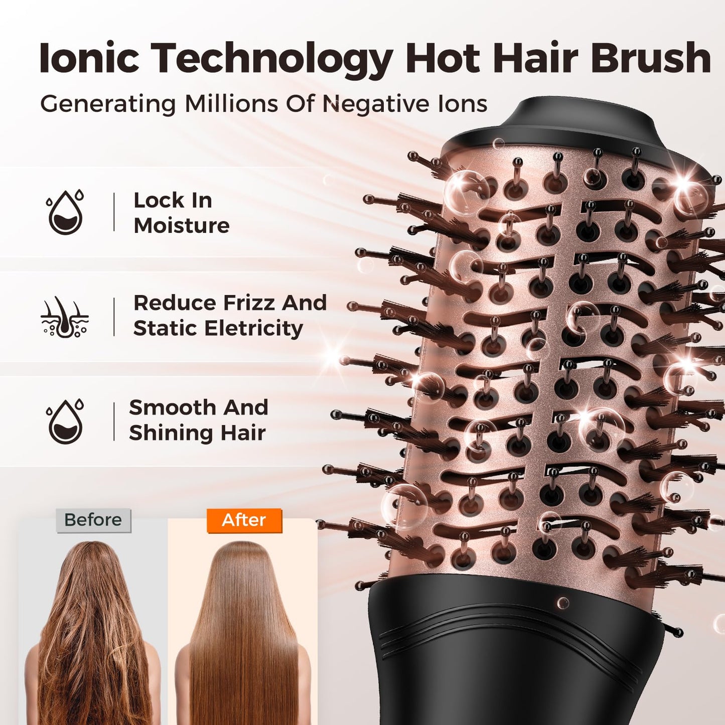 slopehill Mini Dual Voltage Hair Dryer Brush,1000 Watts Travel Hot Air Brush with European Plug, Ionic One Step Hair Dryer and Styler for Women for Home & Salon, Oval Barrel 2 Heat & 2 Speed Settings