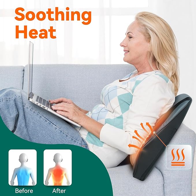 Snailax Back Massager for Back Pain Deep Tissue, Shiatsu Neck Back Massager with Heat, 3D Kneading Chair Massage Pillow, Neck Shoulder Massage, Gifts for Mom, Dad, Women