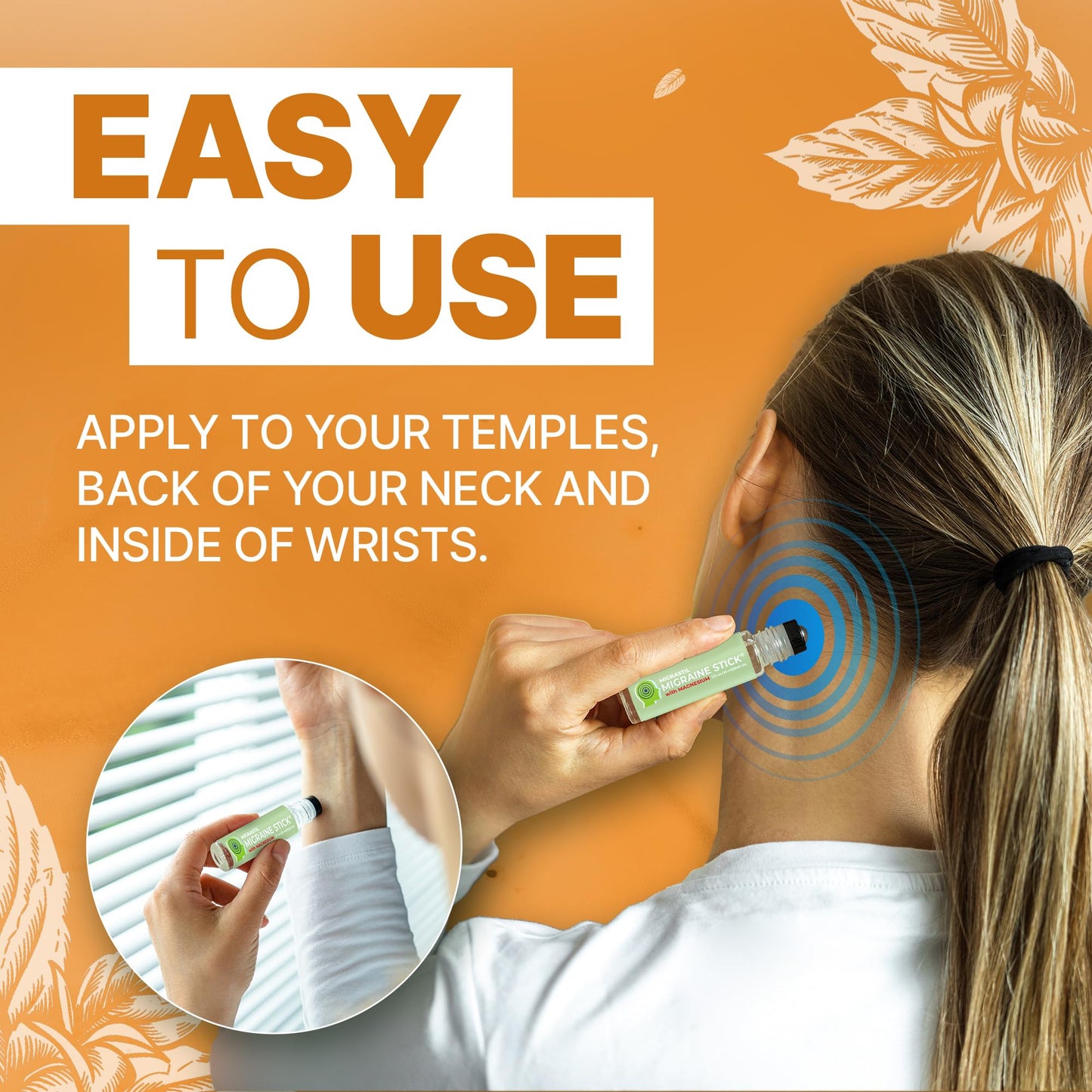 MIGRASTIL Migraine Stick with Magnesium Cooling Peppermint Eucalyptus Essential Oil Topical Magnesium for Headache Support. Made in The USA 10 ml