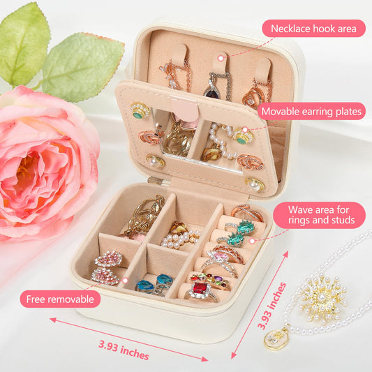 CHMI Travel Jewelry Case, White Travel Jewelry Box, Travel Jewelry Organizer, Travel Gifts for Women Girls, Jewelry Organizer Box, Birthday Gifts for Women, Christmas Gifts for Teens Girls - Initial J