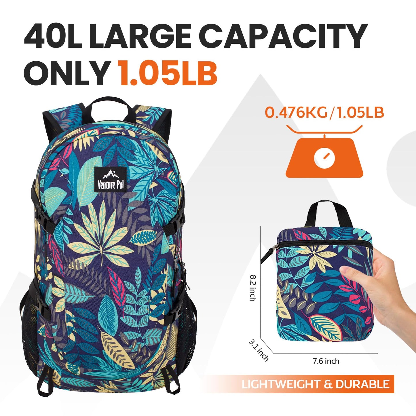 Venture Pal 40L Lightweight Packable Travel Hiking Backpack Daypack