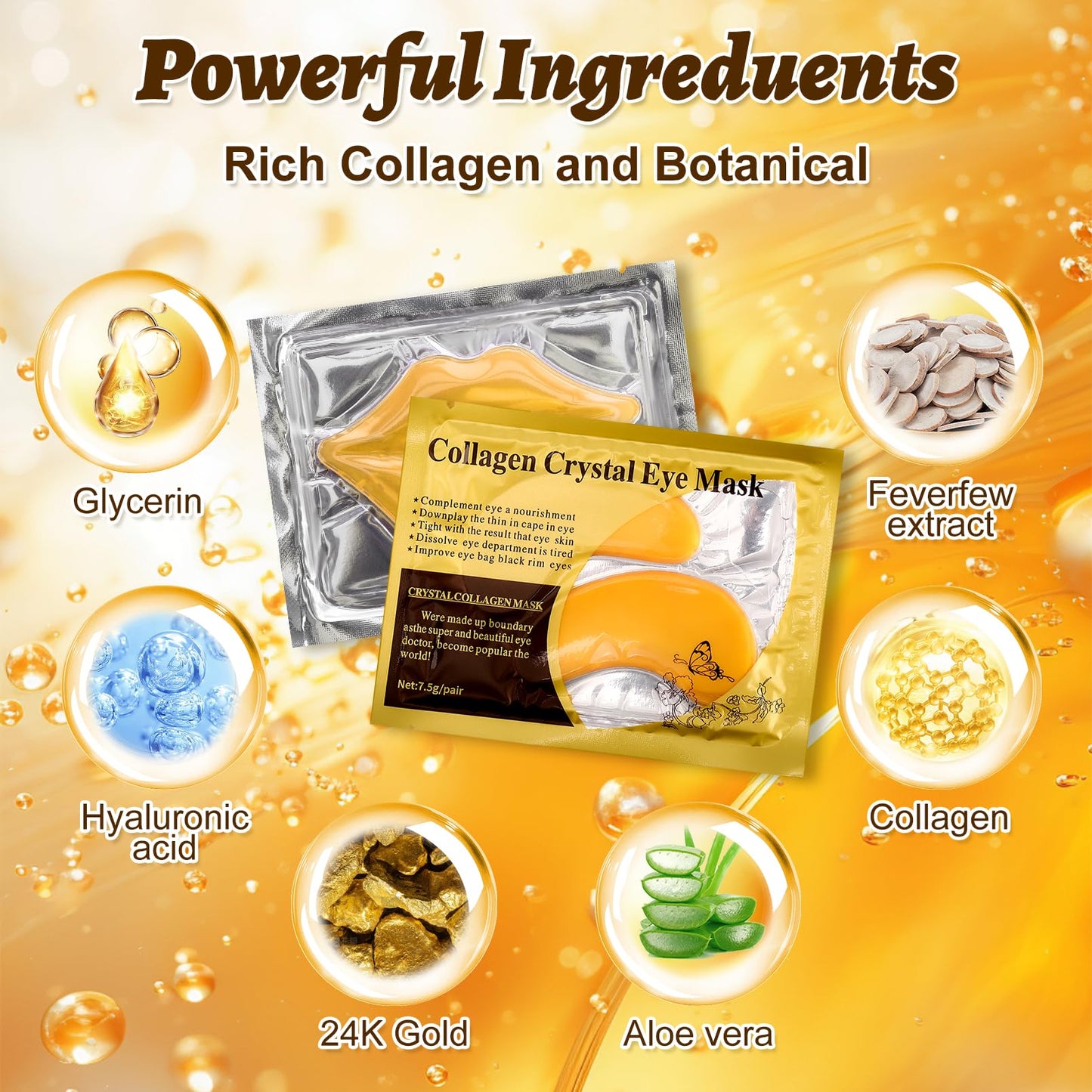 Yihurlm 40 Pcs Lip and Eye Mask Set,Collagen Lip Mask Sheet and Under Eye Patches,Gold Lips Masks Skincare,Gold Gel Crystal Collagen Eye Patches,Moisturizing Reducing Fine Lines & Dark Circle