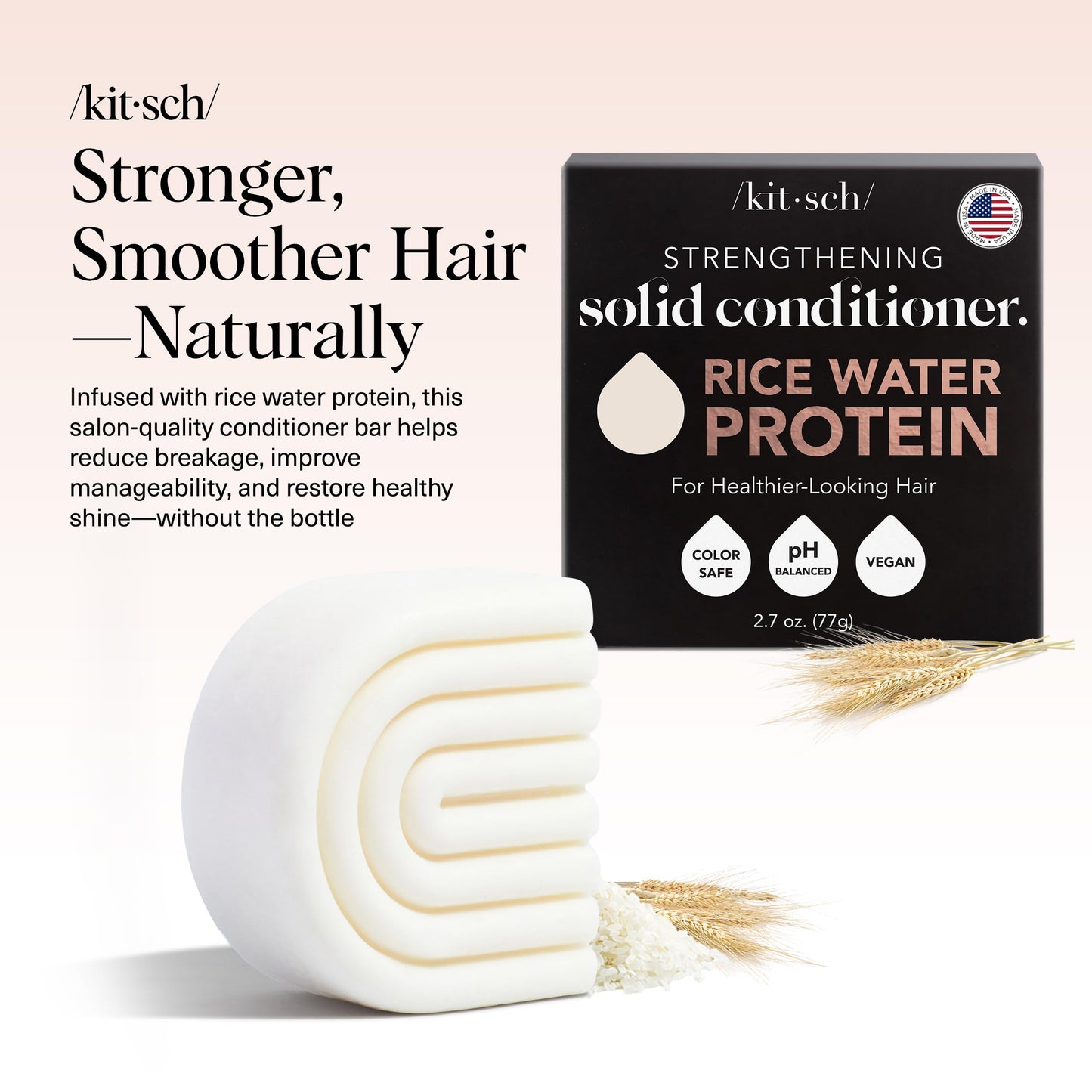 Kitsch Rice Water Hair Conditioner Bar – Soap Bar for Hair Care & Hair Growth – Conditioner for Women and Men – Moisturizing & Strengthening – Paraben, Silicone & Sulfate-Free - Made in USA – 2.7 oz