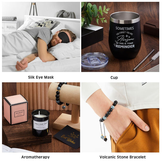 Nuogo 15 Pcs Birthday Gifts for Men Beard Care Set for Him Christmas Gifts Basket Ideas Kit for Men Tumbler Bath Robe for Dad Husband Boyfriend Box Christmas Gifts Baskets