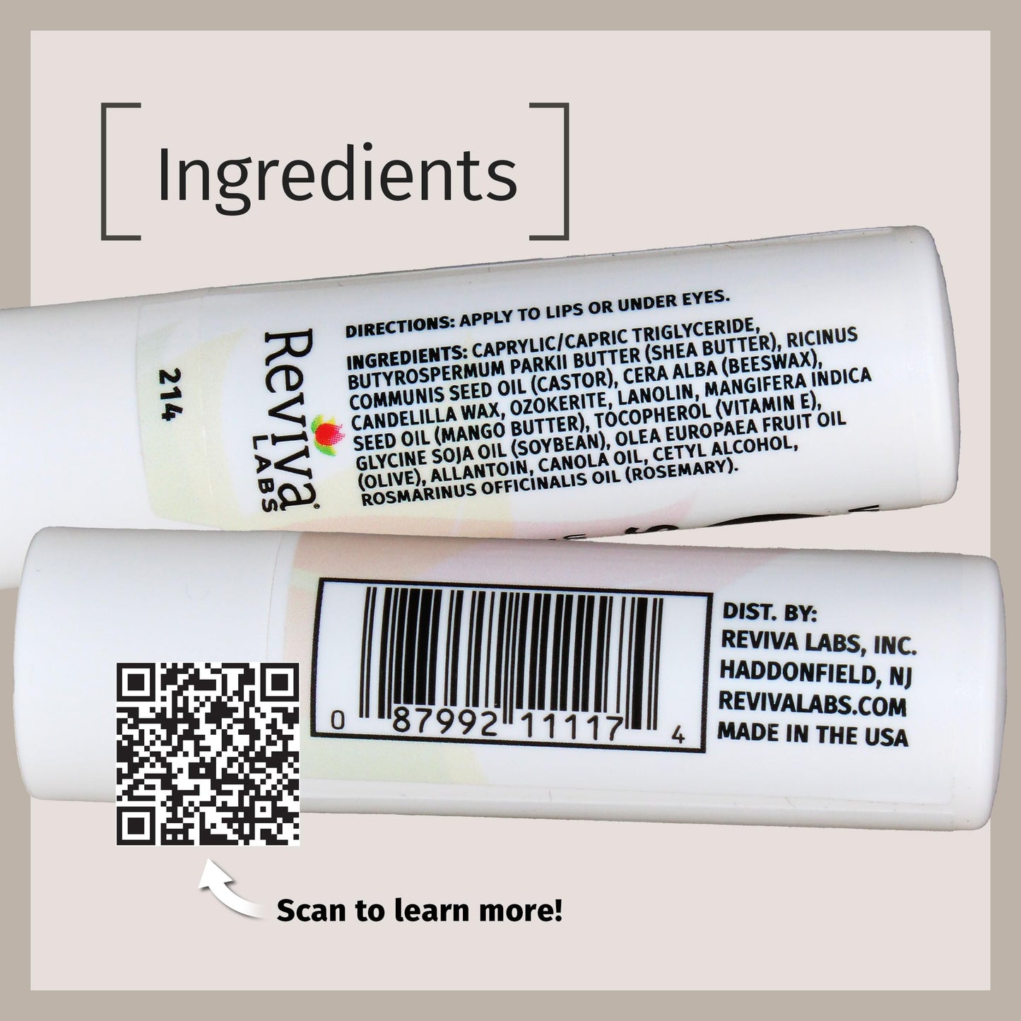 Reviva Labs Vitamin E Stick - Hydrating Lip Balm for Chapped Lips & Under Eye Care - Moisturizing with Beeswax, Shea Butter & Allantoin - Vitamin E Lip Balm for Men & Women (Pack of 12)