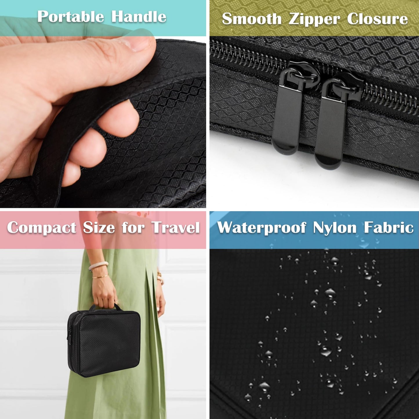 LingLingo Travel Jewelry Organizer Case,Jewelry Bags for Traveling, Jewelry Binder with 24 Pcs Clear Zipper Velvet Pouches for Storing Earrings, Rings, Necklace, Bracelet, Watch (Black)