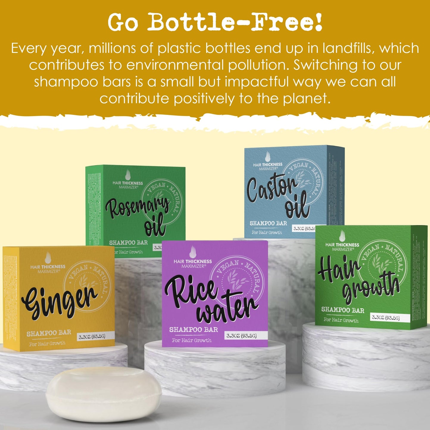 Ginger Shampoo Bar for Hair Growth, Strengthening. Ginger Oil, Rice Protein, Organic Shea Butter. Eco Friendly, Vegan. Color Safe, pH Balanced. No Harsh Chemicals. Higher Concentration vs. Liquid