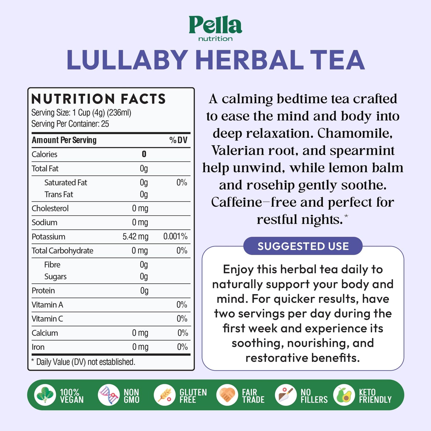 Chamomile Tea with Hibiscus, Peppermint, Spearmint, Rosehip, Valerian Root, Lemongrass, Cornflowers – Kosher, Vegan, No Caffeine – Calming Mint-Citrus Evening Herbal Drink for Relaxation (25 Tea Bags)