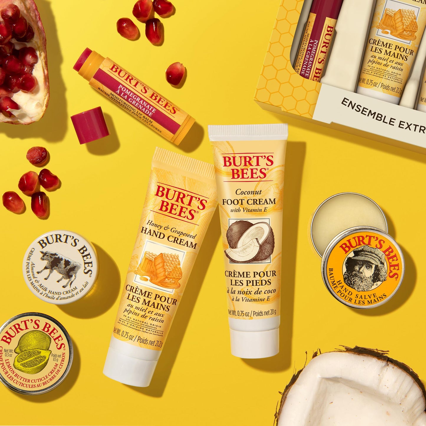 Burt's Bees Gifts Ideas - Tips and Toes Set, 6 Travel Size Products in Gift Box - 2 Hand Creams, Foot Cream, Cuticle, Hand Salve and Lip Balm