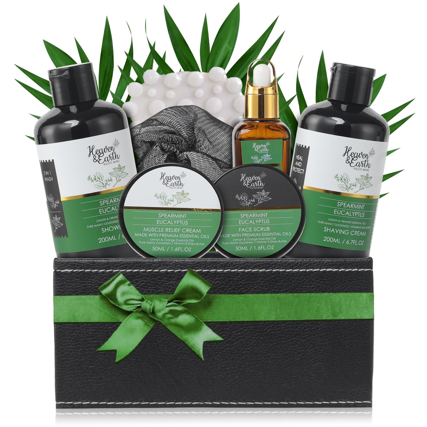 Eucalyptus Spearmint Spa Bath Set. Christmas Mint Bath Gift Basket for Men Women & Couples. Best Spa Basket for Men, Husband, Dad! (XL, Spearmint Eucalyptus)