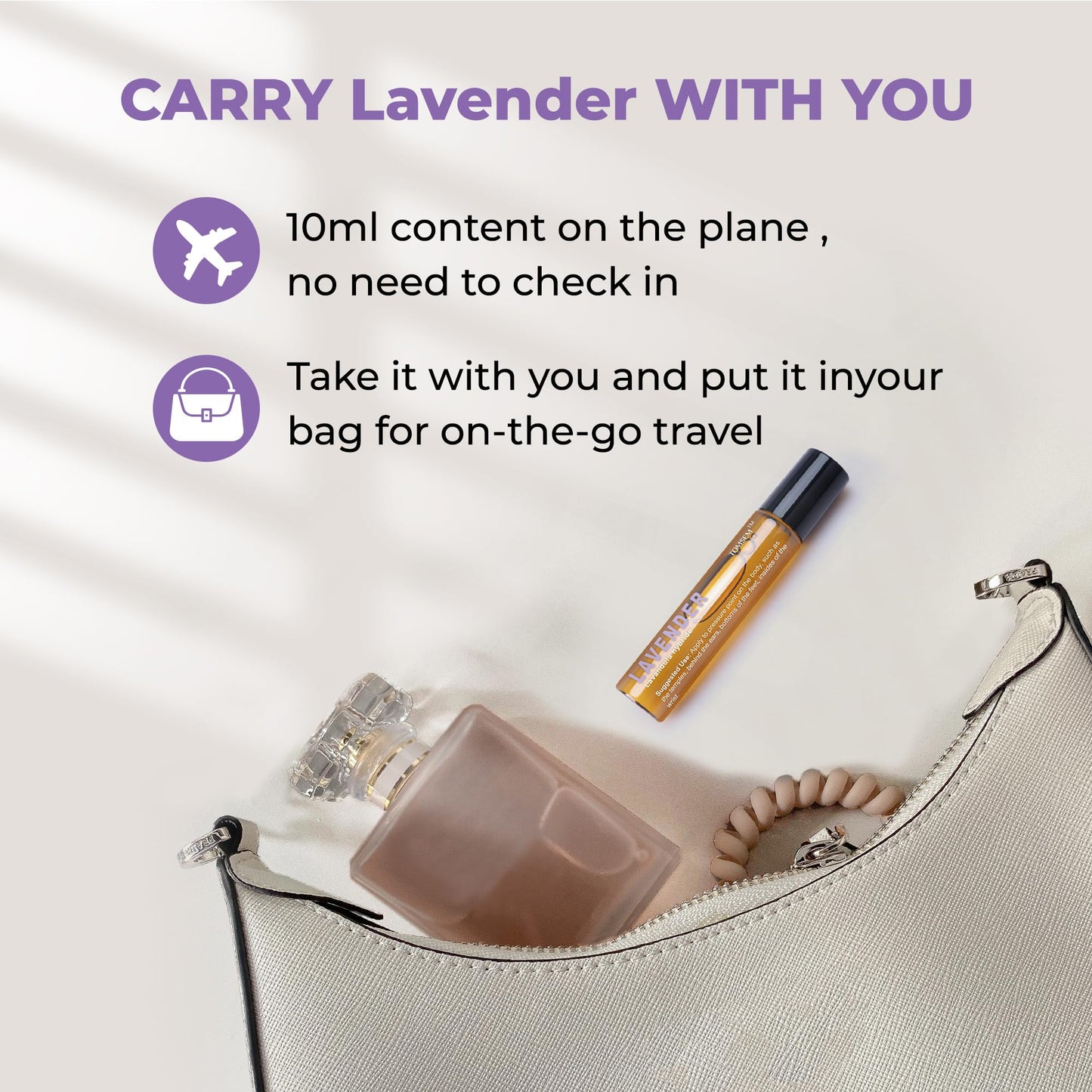 TOMSEM French Lavender Essential Oil Roll On - Calming Oil for Stress & Relaxation - Pure Oil for Skin & Hair Growth