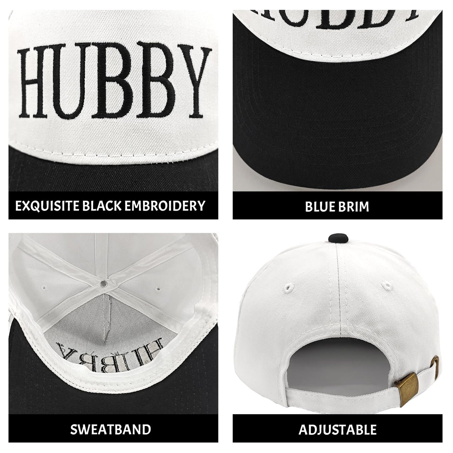 Hubby and Wifey Hat for Wedding Gifts for Couples, Adjustable Husband and Wife Hat for Wedding Engagement Bridal Shower Honeymoon Anniversary for Newlyweds Couple