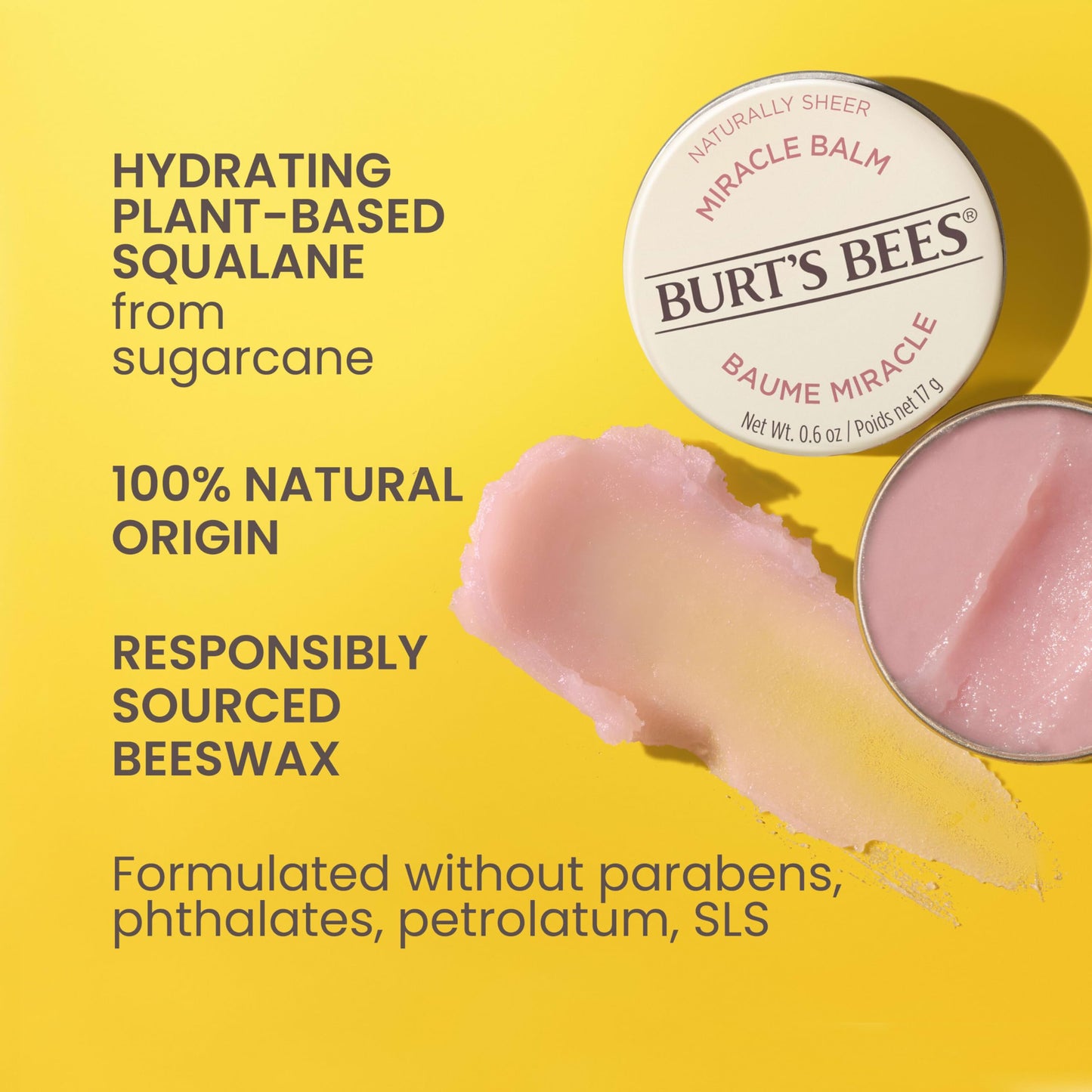 Burt's Bees 100% Natural Origin Goodness Glows Miracle Balm, Hydrates and Softens Dry Skin From Head To Toe, 0.6 Ounce Tin