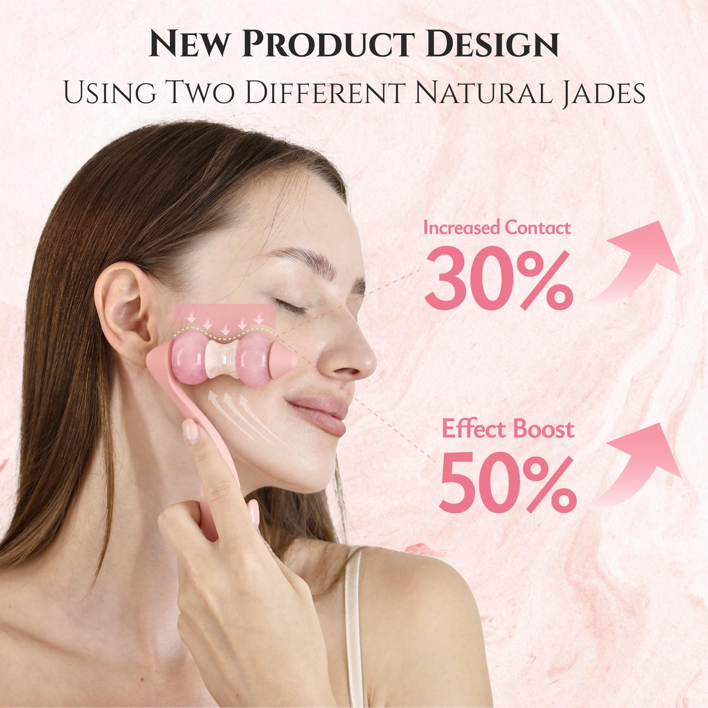 Rena Chris Facial Roller and Gua Sha Set - Jade Gua Sha Facial Tools & Face Roller with Aluminum Alloy Handle and 316 Stainless Steel Shaft for Puffiness Reducing,Skin Care Gift for Women