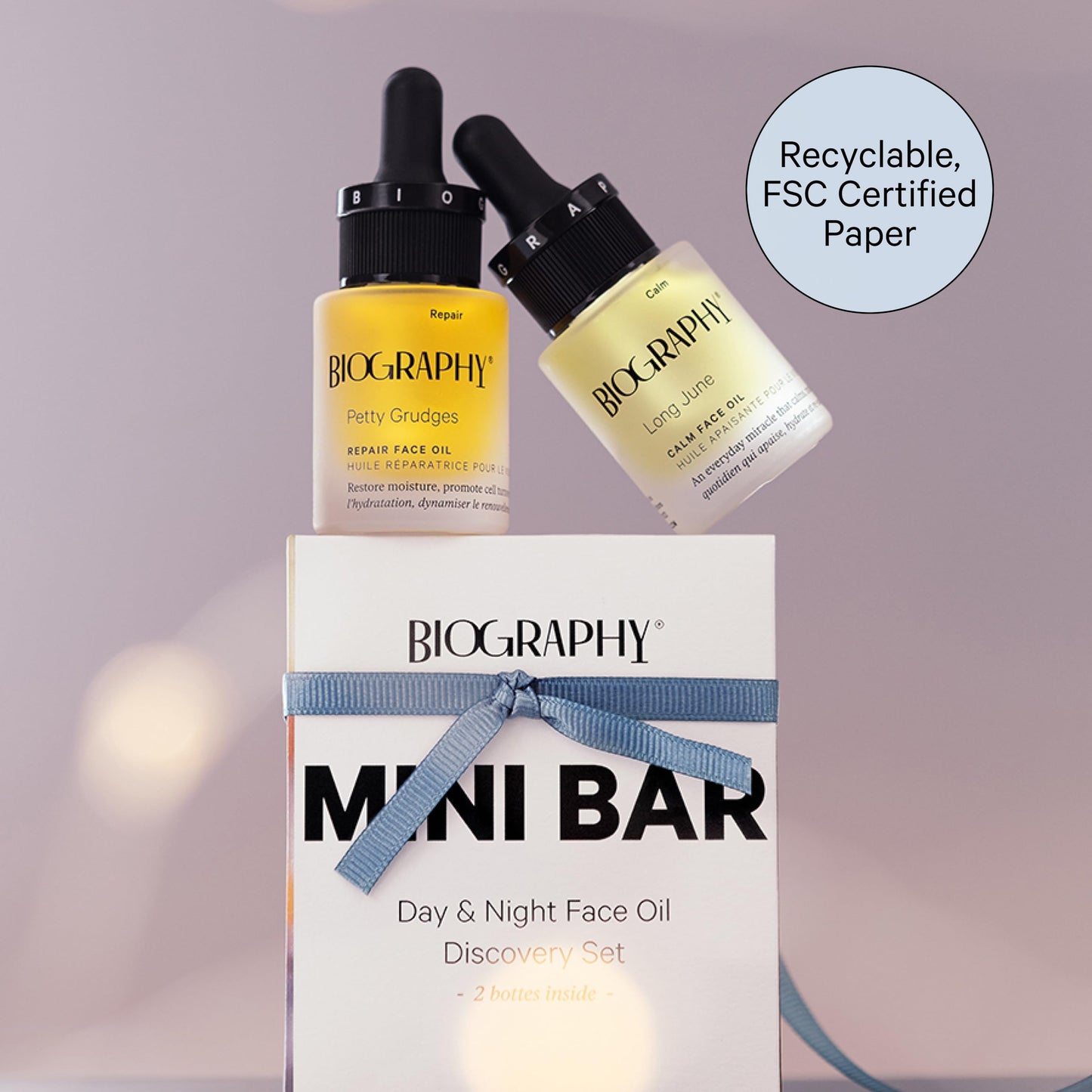 Facial Oil Gift Set- Skin Care Kit for Women- Smoothing, Quieting Moisturizer & Hydrator- Daily & Overnight Use- Beauty Travel Size Skincare Set- Ideal Gift for Women & Teens- Mini Bar by Biography