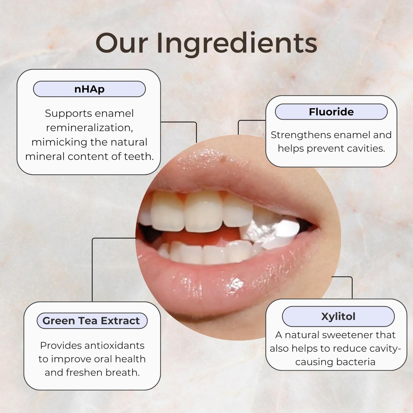 Tidalove Smile More Toothpaste Tablets with Fluoride & nHAp - Vegan, Enamel Strengthening, Zero Waste, Paper Refill, 62 Tablets, Cool Mint, 1 Month Supply, Travel-Friendly