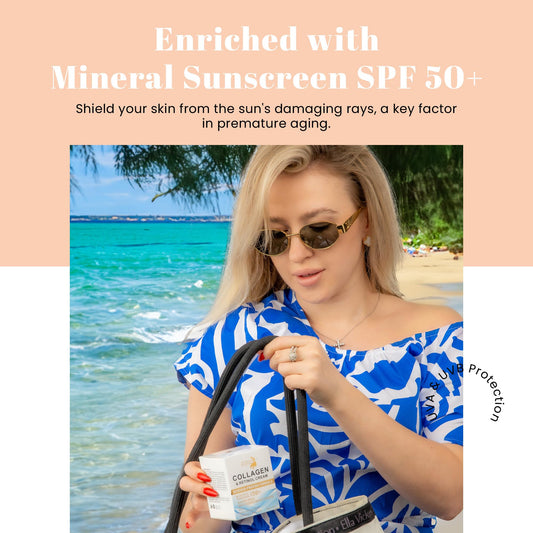 Daily Face Moisturizer with SPF 50 - Retinol, Hyaluronic Acid & Collagen with Age-Defying, Lift & Firm Cream and Sun Protection - Day & Night Repair Moisturizing Anti-Aging Sunscreen Lotion | 1.7oz