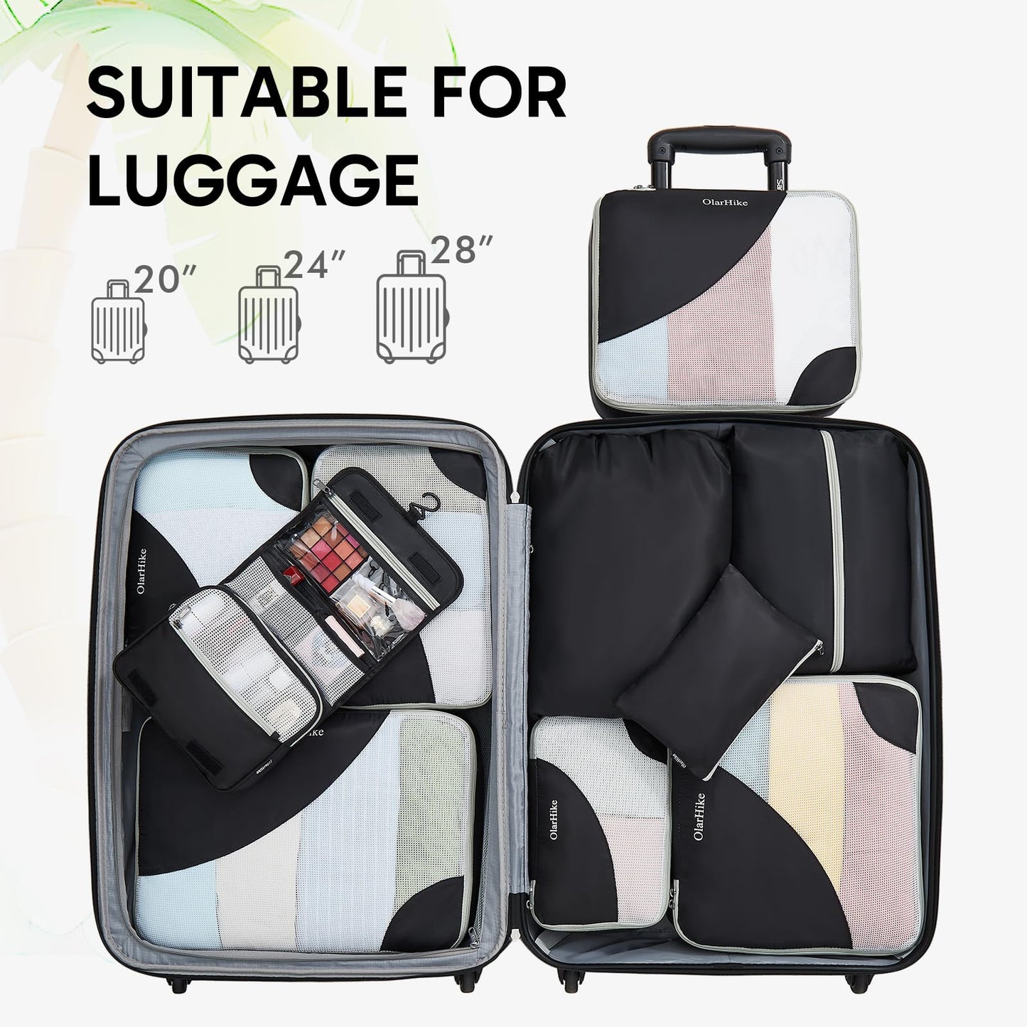 ALL INCLUDED 10 Set Durable Packing Cubes for Suitcases,OlarHike Essentials for Travel,UPGRADED Anti-Tear Stitching, NEW Improved Luggage Packing Organizers for Travel Accessories (Black)