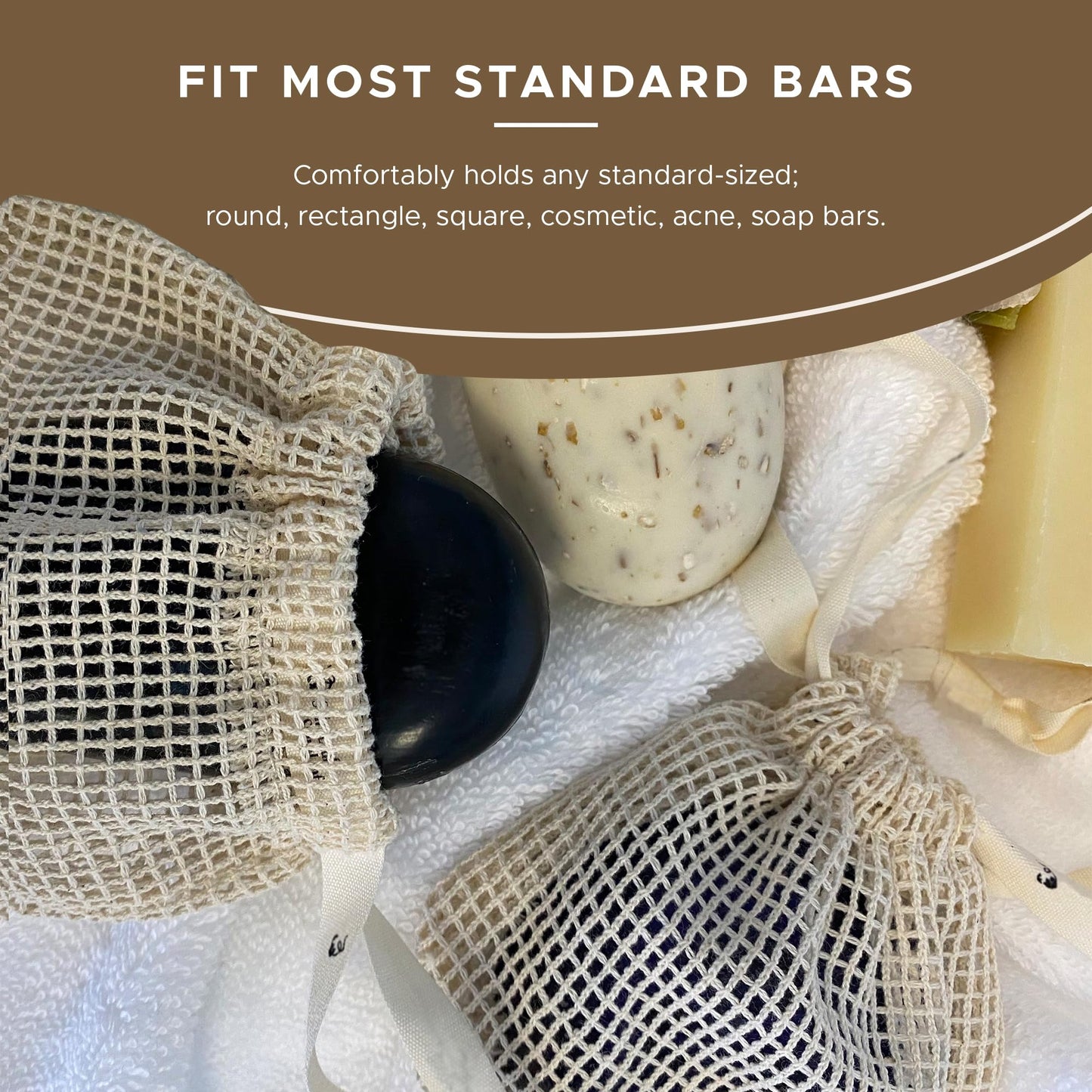 Whiffkitch Soap Pouch 5-Pack – Versatile Mesh Scrubber Wash Bag for Shower & Bath, Soft Cotton Bar Soap Holder & Travel Bag, Durable Scrubber Pouch for Rich Lather, 4x5 inches