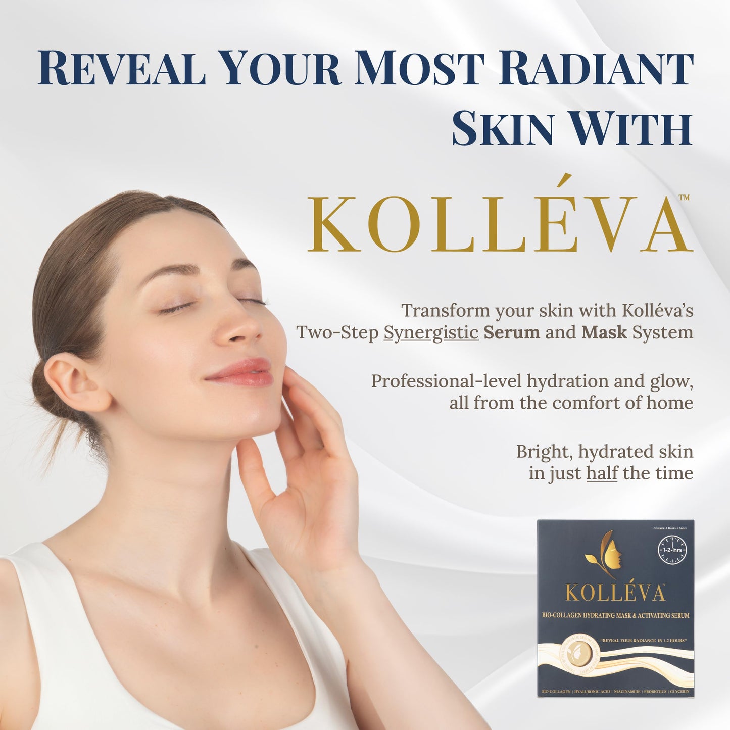 Kolléva Collagen Hydrogel Masks –Instant 2-Hour Glow | 4 Clinical Level Masks | U.S. Skincare Innovation