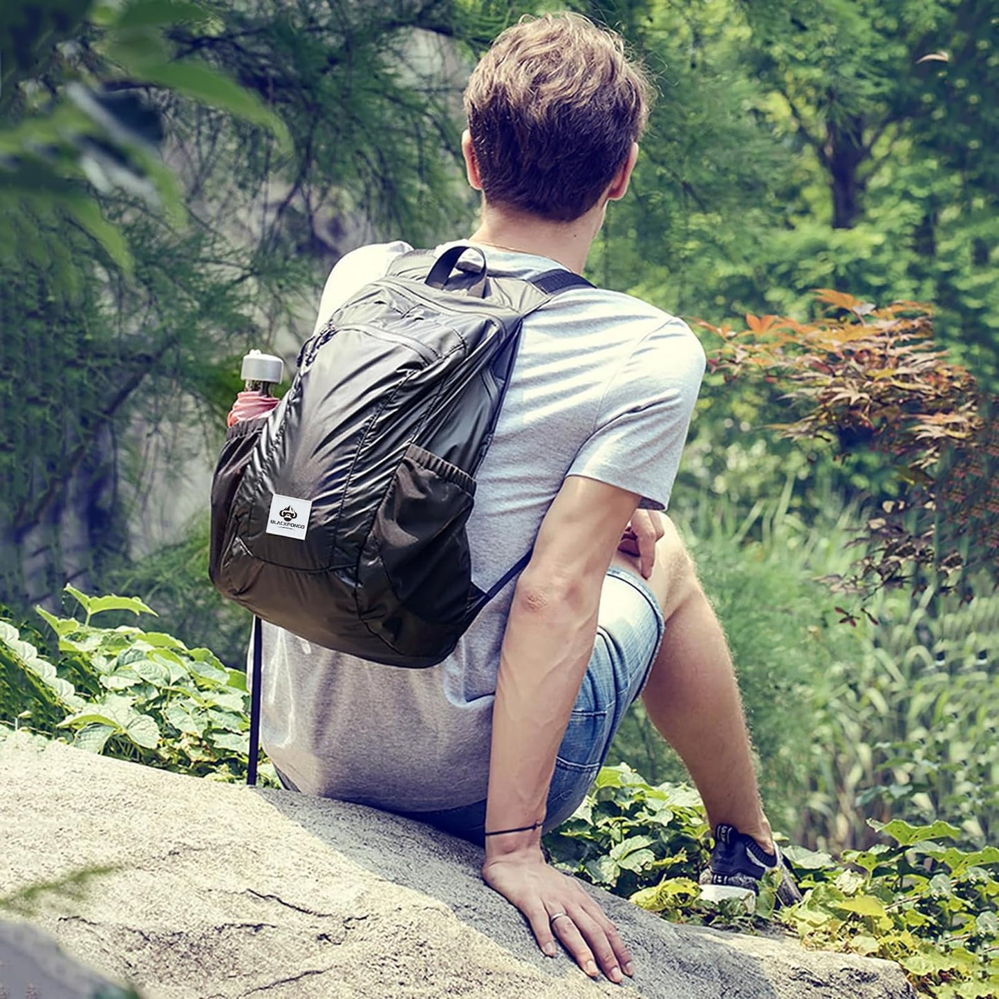 Small Backpack 18L Lightweight Packable Backpack for Travel, Airplane Travel Hiking Daypack(Black)