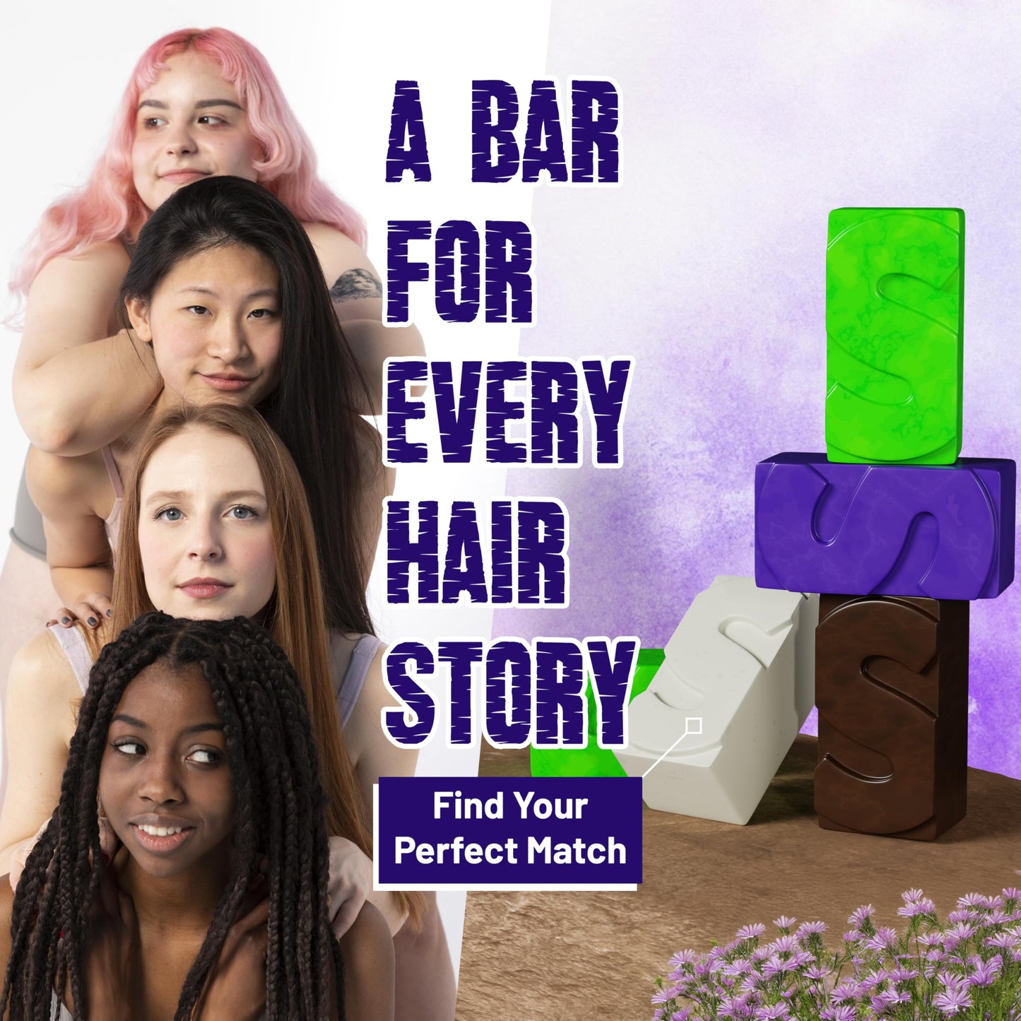 Herbishh Purple Shampoo Bar for Blonde Hair with Biotin – Solid Bar to Neutralize Brassy Tones, Strengthen & Add Shine, For Grey Coverage, Color-treated & Highlighted Hair Vegan & Sulfate-Free 3.53 oz