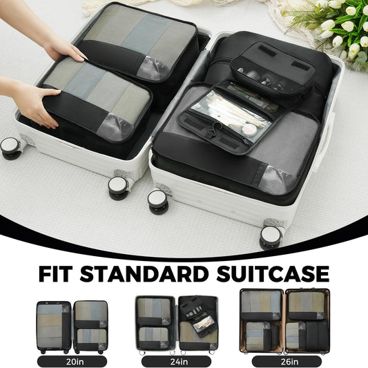 BAGAIL 9 Set Packing Cubes Luggage Packing Organizers for Travel Accessories (Black)