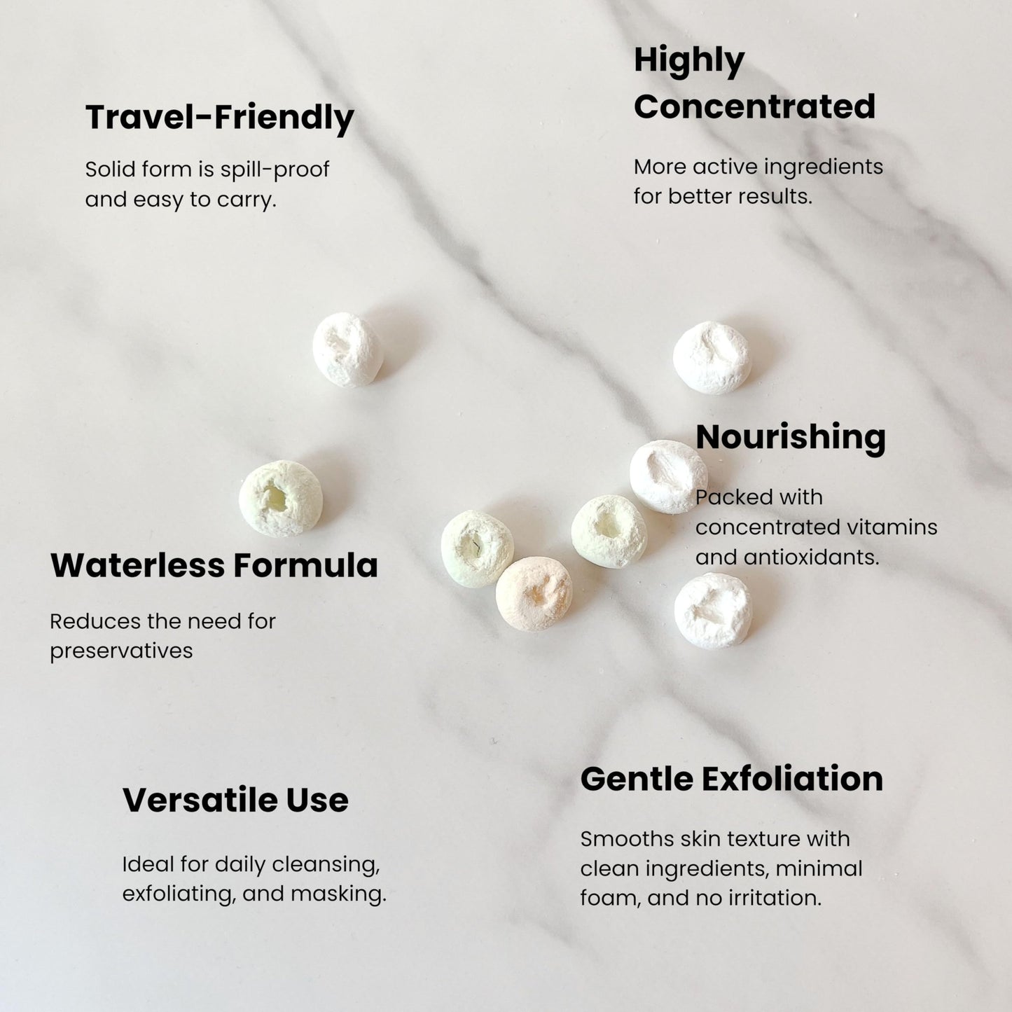 Tidalove 3-in-1 Solid Facial Cleanser, Exfoliator, and Wash-off Mask - Vegan, Cruelty-Free, Plastic-Free, Travel-Friendly, 1 Month Supply (60 Crushable Tablets) in Tin (Brightening Beans in Tin)