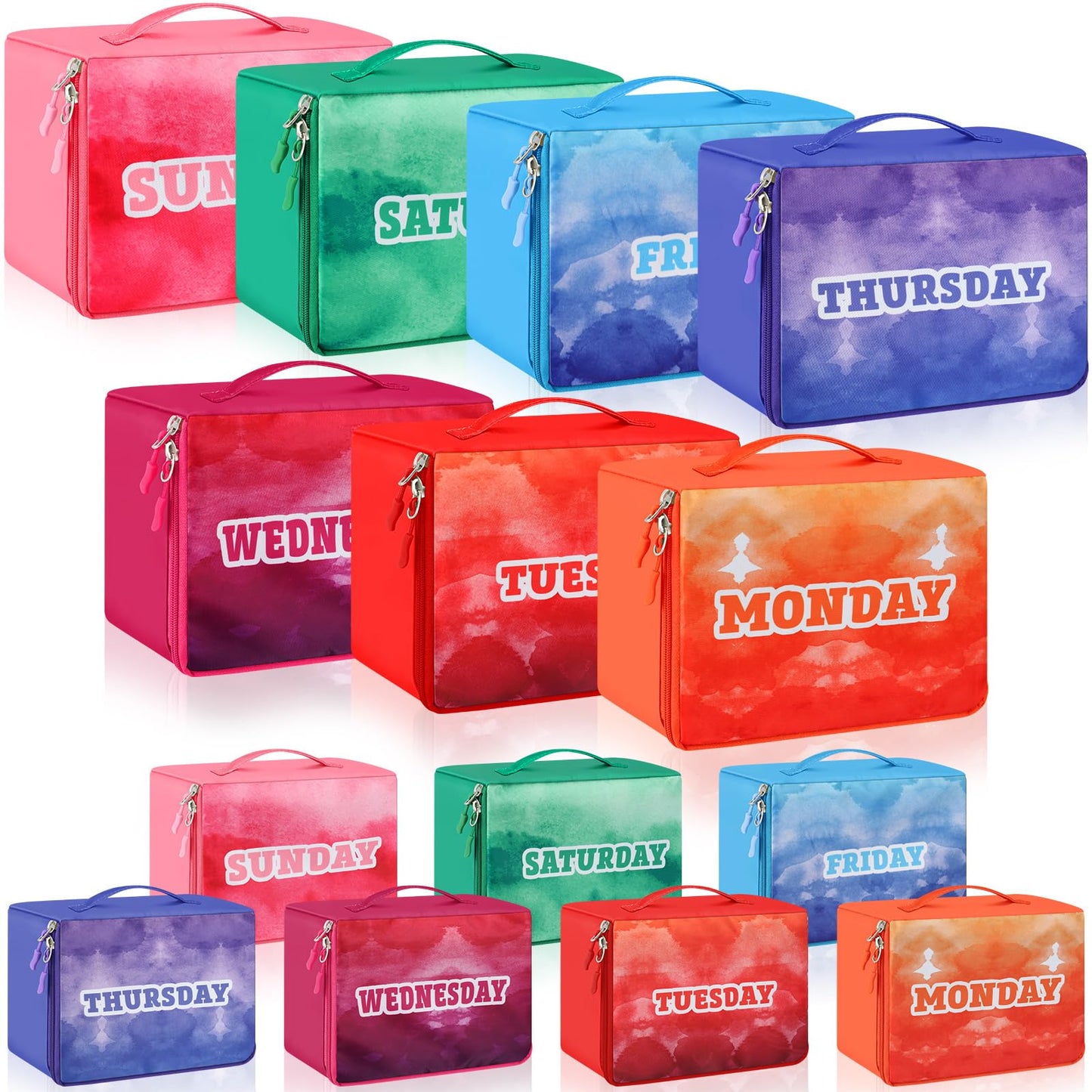 Paterr 14 Pcs Packing Cubes for Travel Kids Days of Week Compression Packing Cubes Colorful Luggage Organizers Suitcase Camp(9 x 7 x 3 Inch)